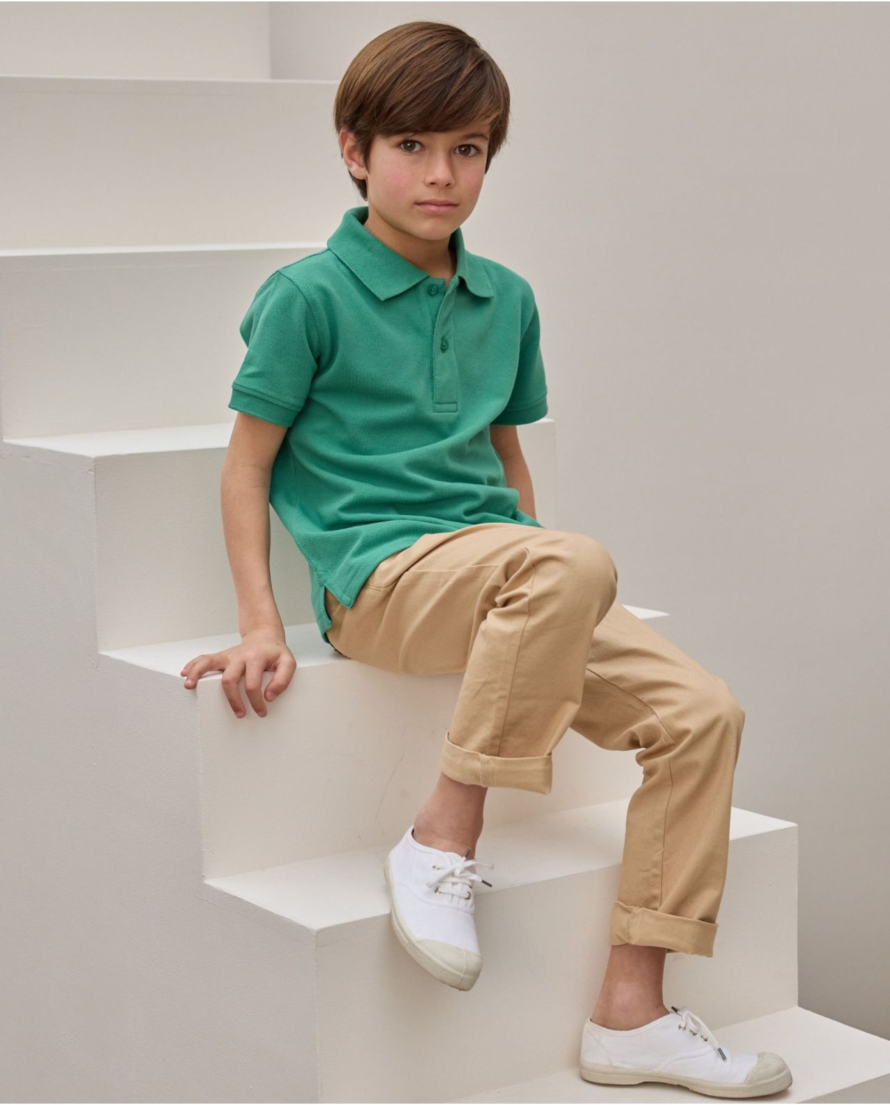 Polo piqué manches courtes vert