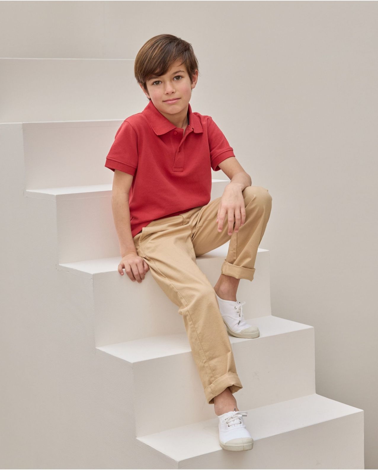 Polo piqué manches courtes rouge