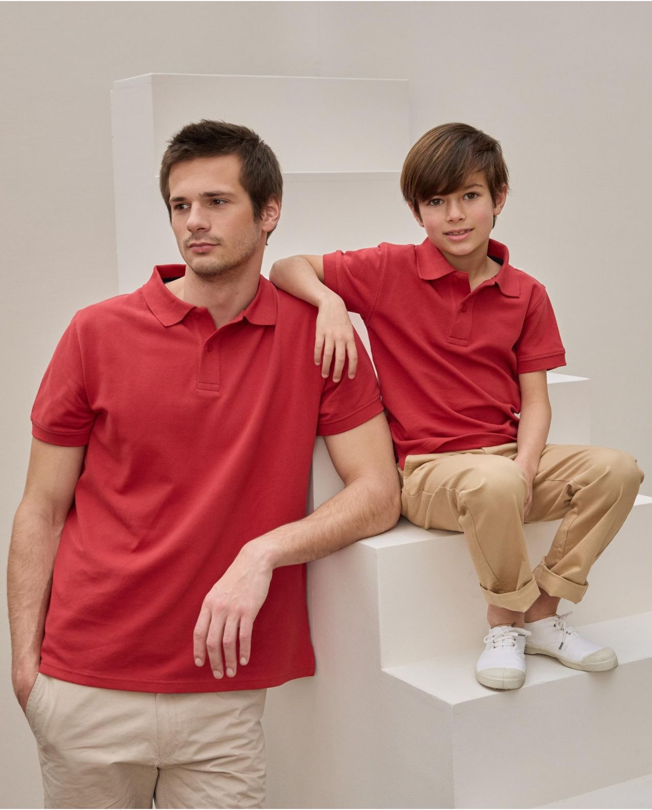 Polo piqué manches courtes rouge