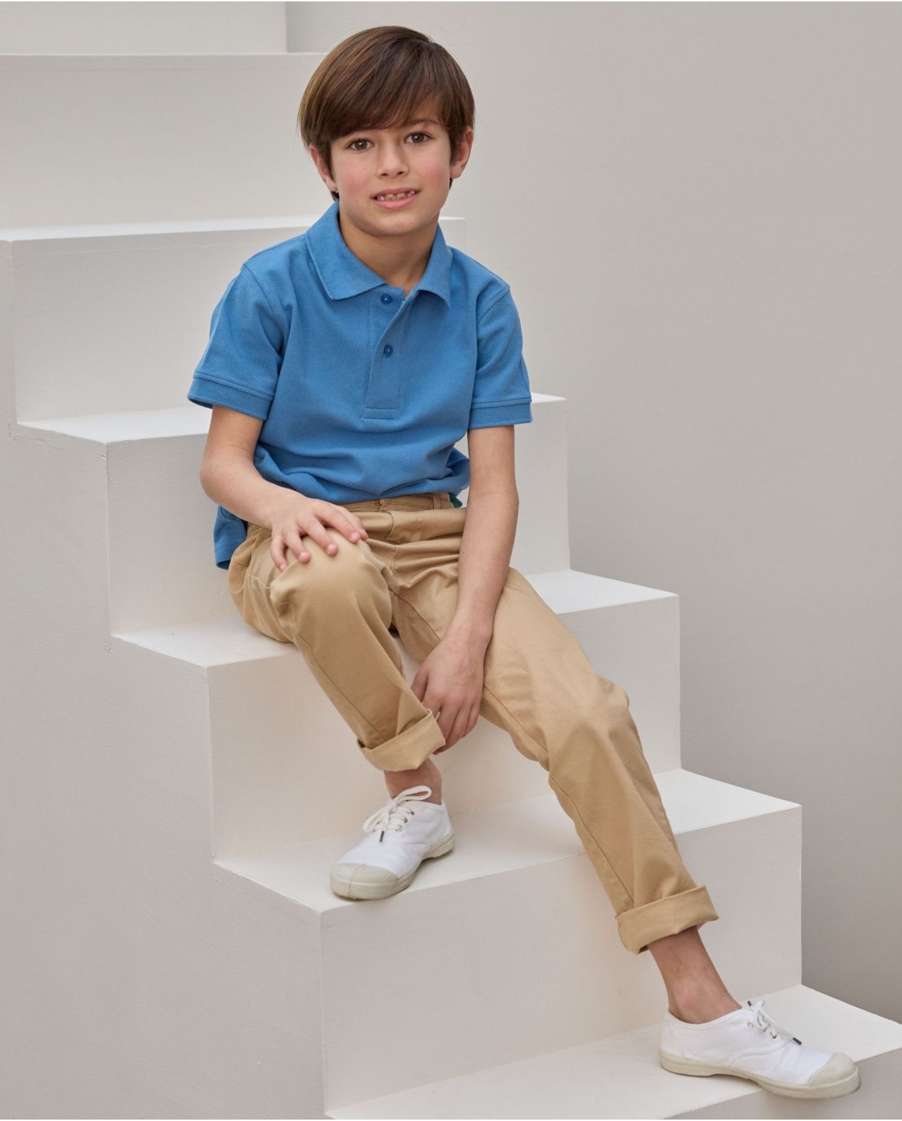 Polo piqué manches courtes bleu