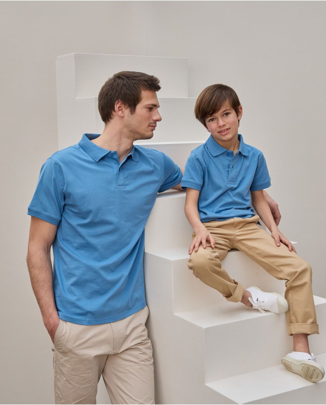 Polo jersey manches courtes bleu