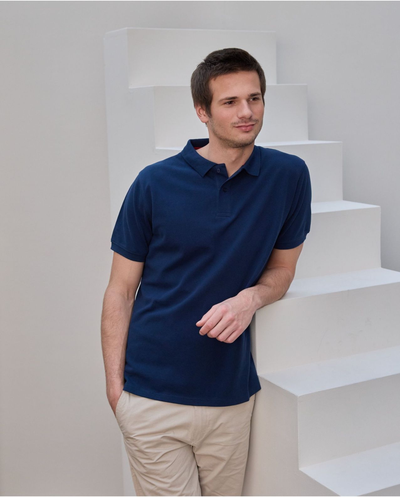 Polo piqué manches courtes marine