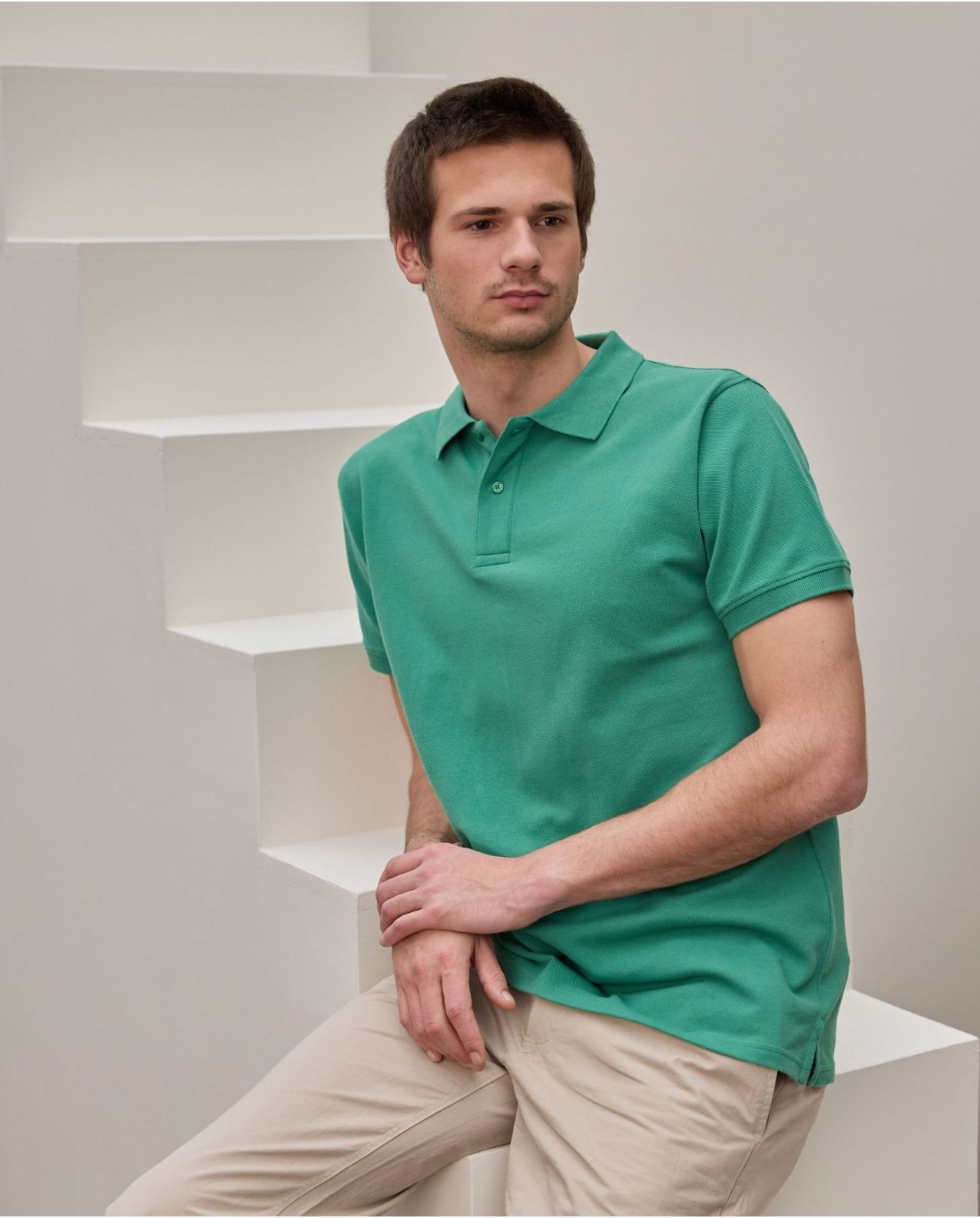 Polo piqué manches courtes vert