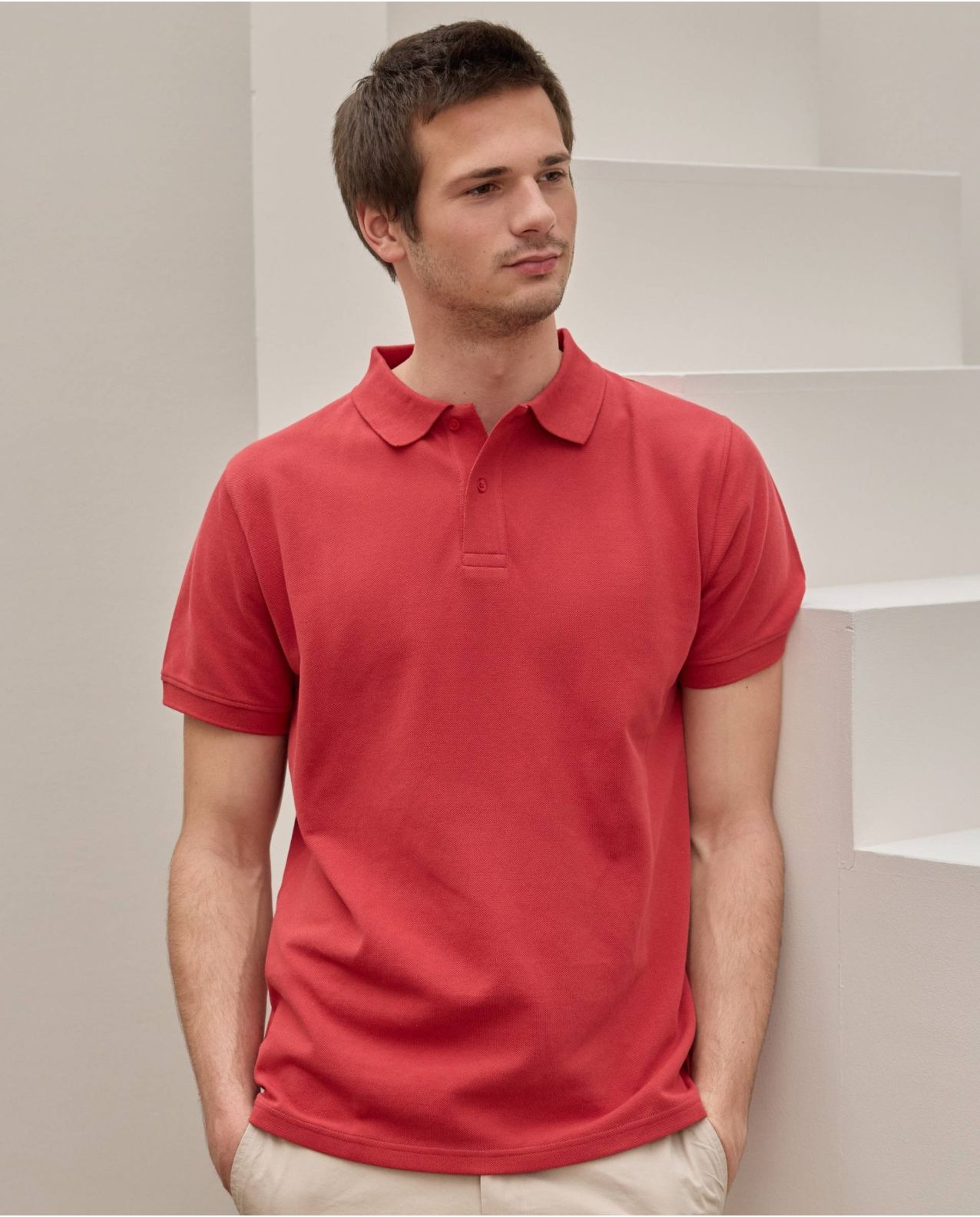 Polo piqué manches courtes rouge