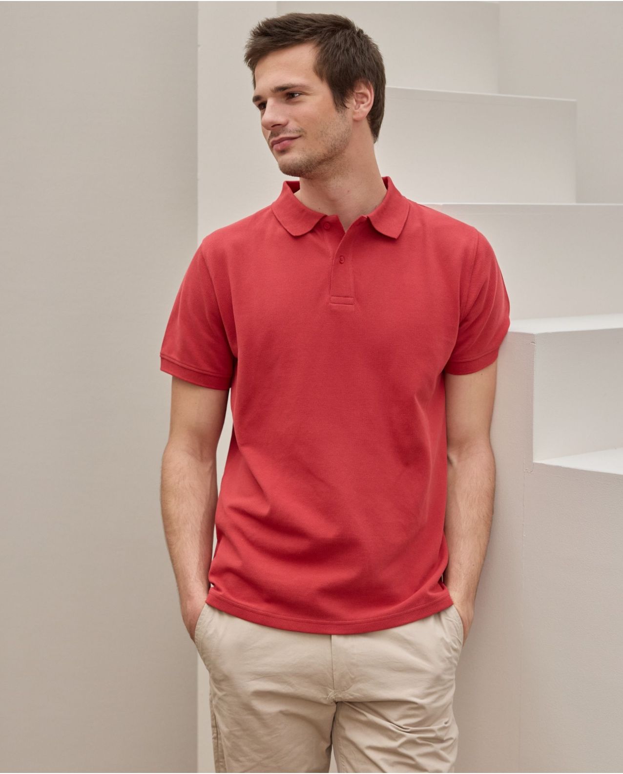 Polo piqué manches courtes rouge