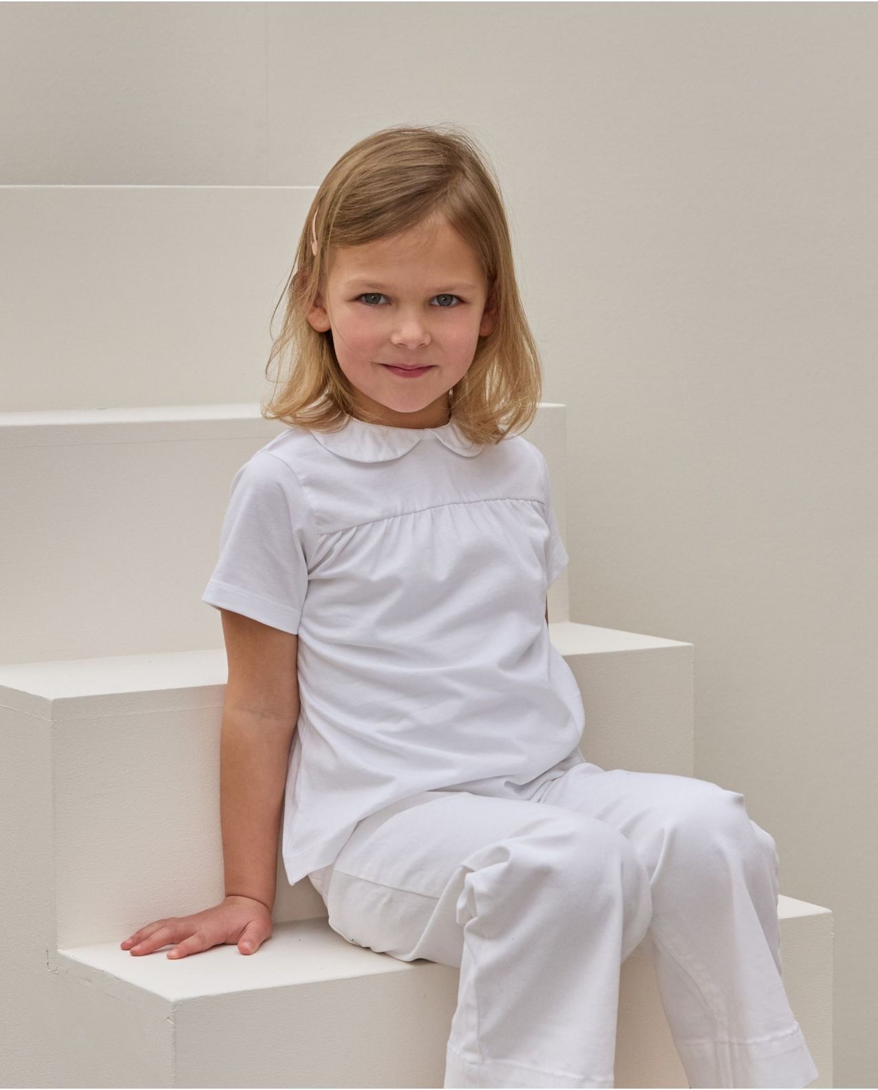 T-shirt blanc col rond blanc