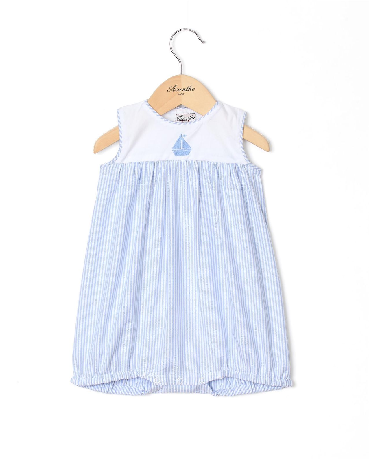 Barboteuse sans manches rayure ciel