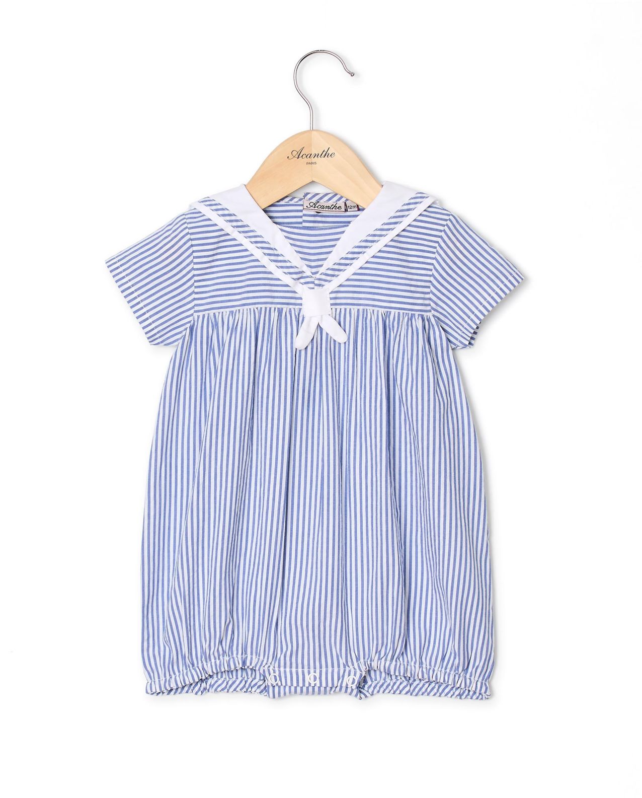 Barboteuse col marin seersucker bleu