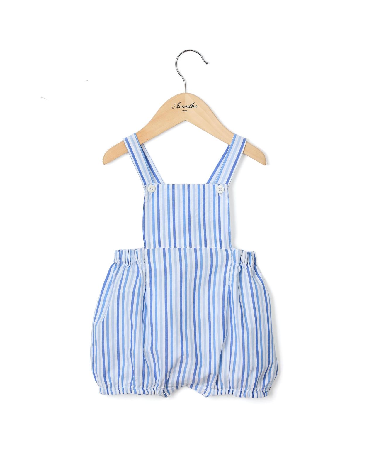 Bloomer à bavette seersucker 3 bleus