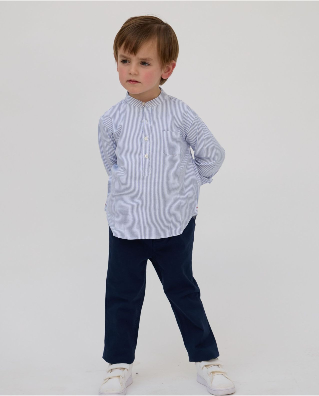 Pantalon élastiqué twill marine