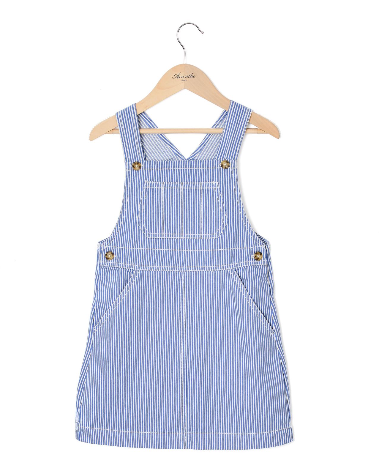 Robe salopette twill rayé bleu