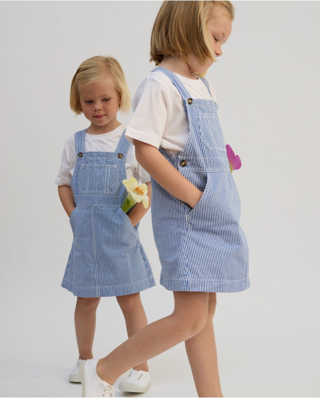 Robe salopette twill rayé bleu