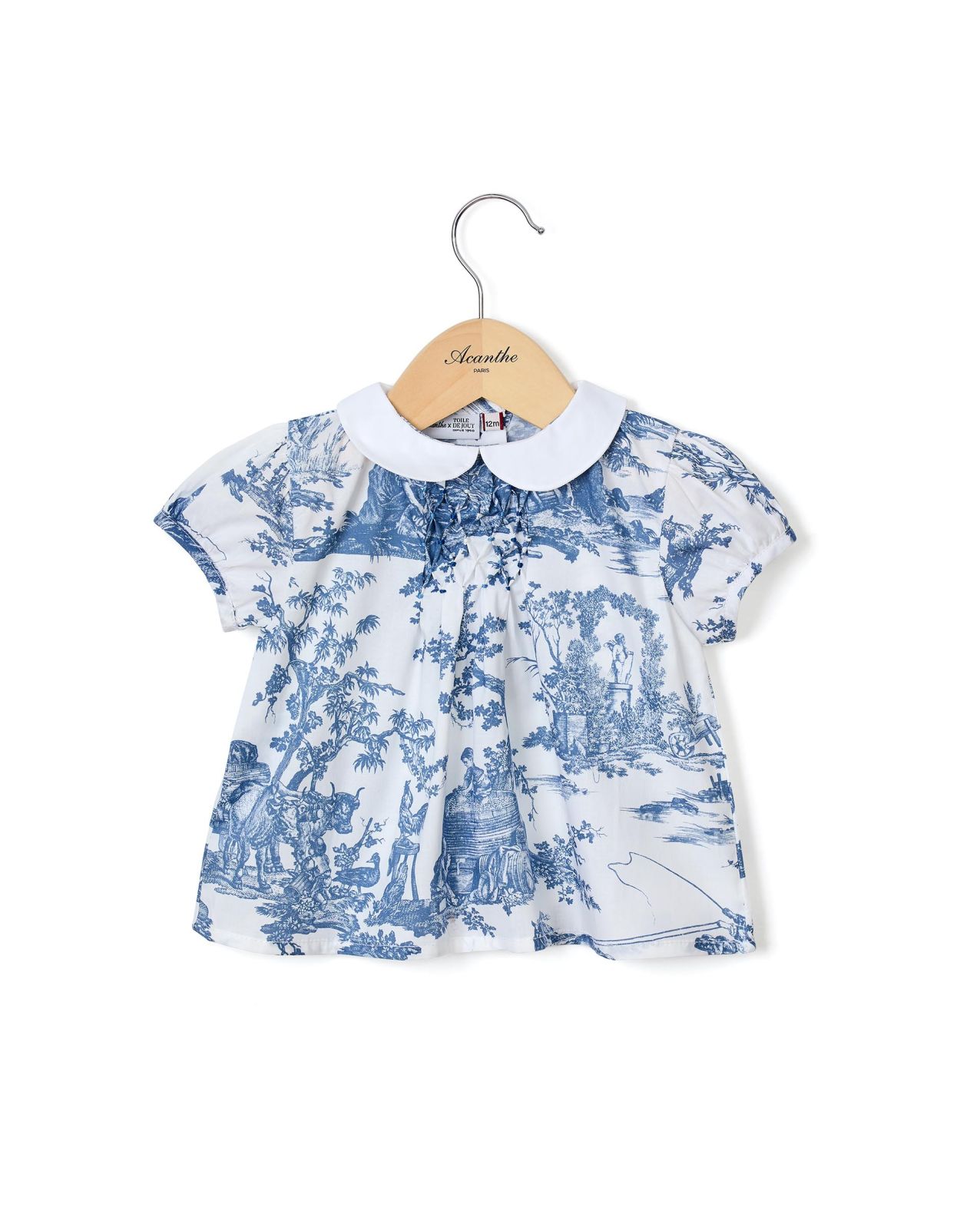 Blouse smockée manches ballon imprimé TOILE DE JOUY