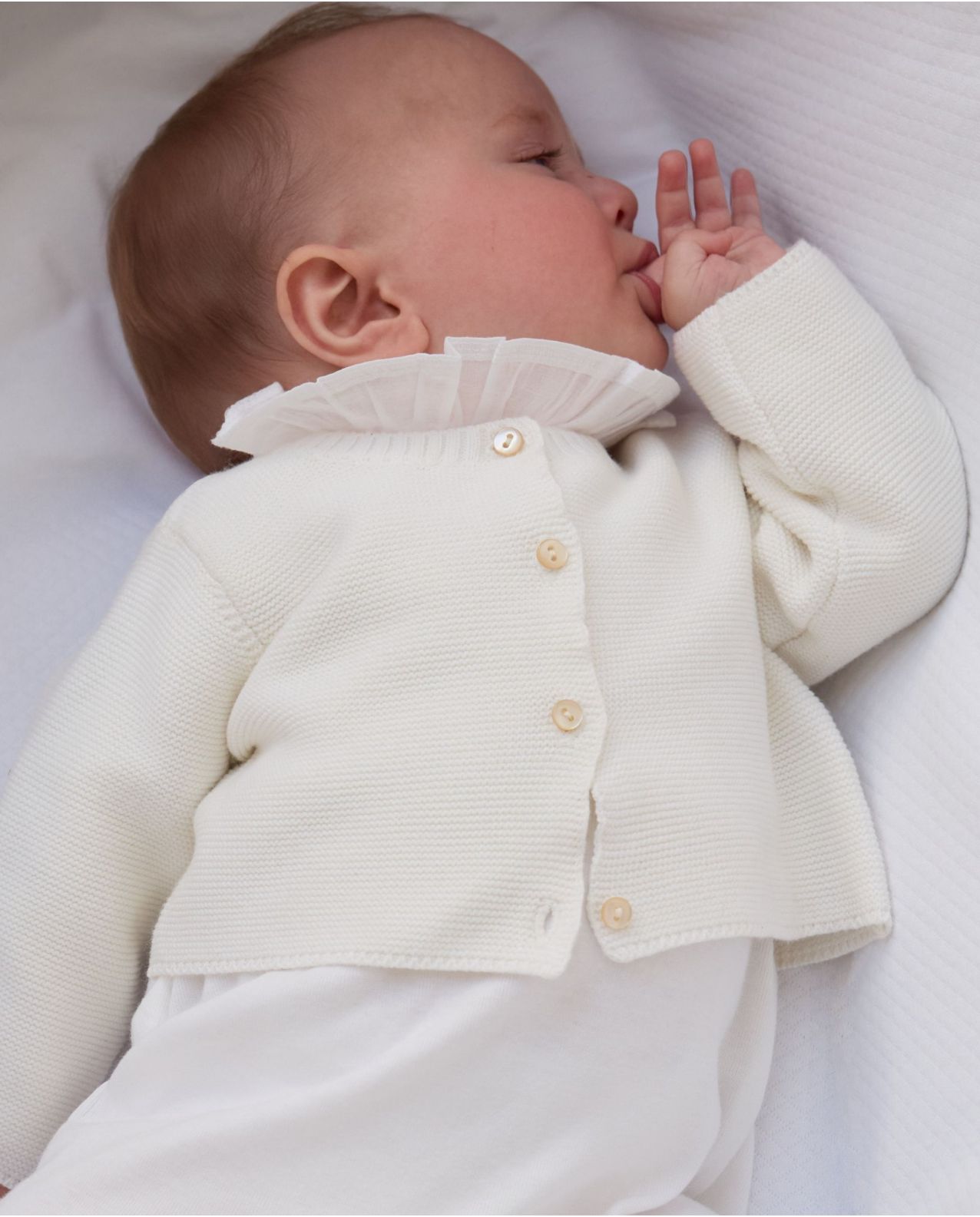 Cardigan point mousse blanc