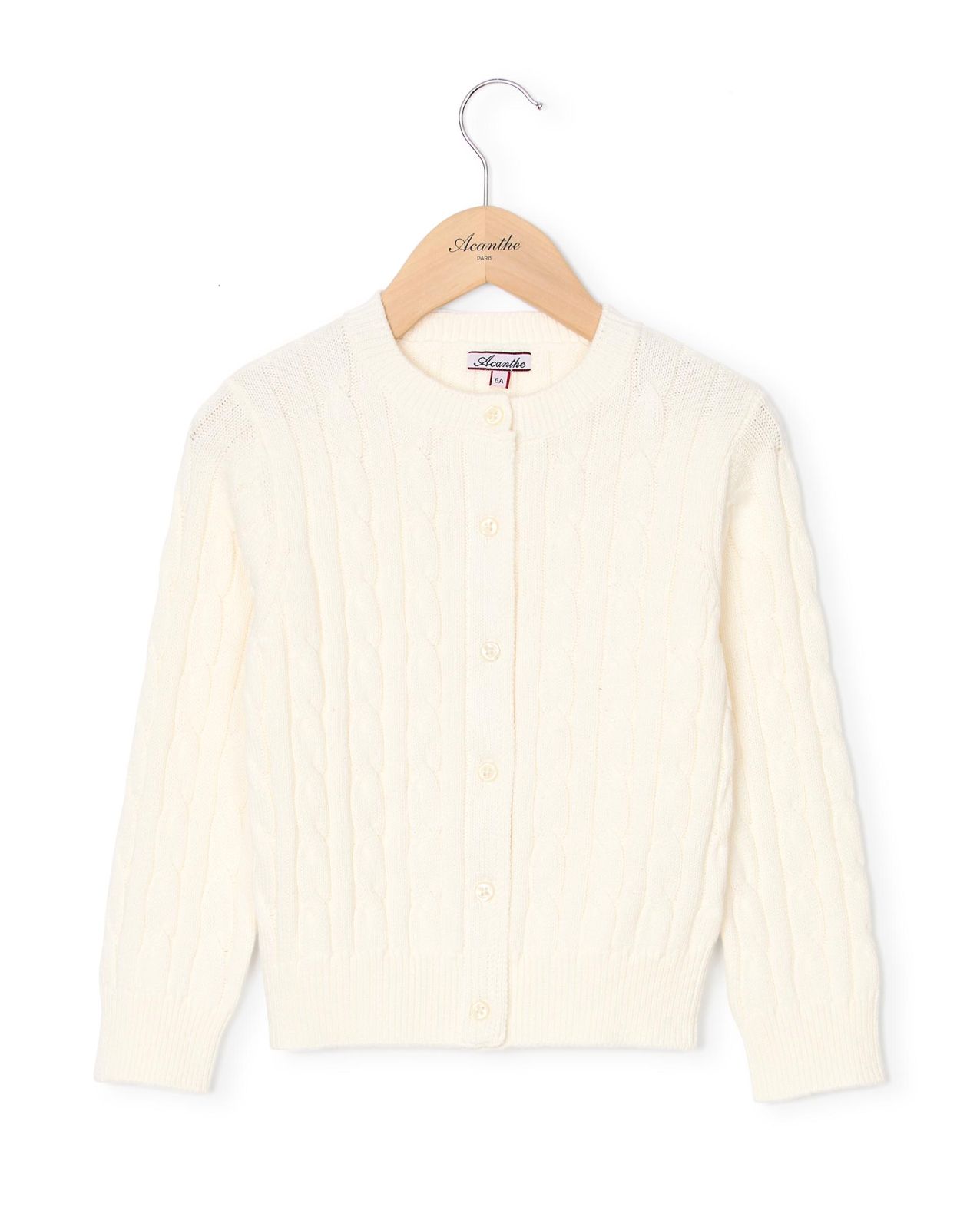 Cardigan torsades coton écru