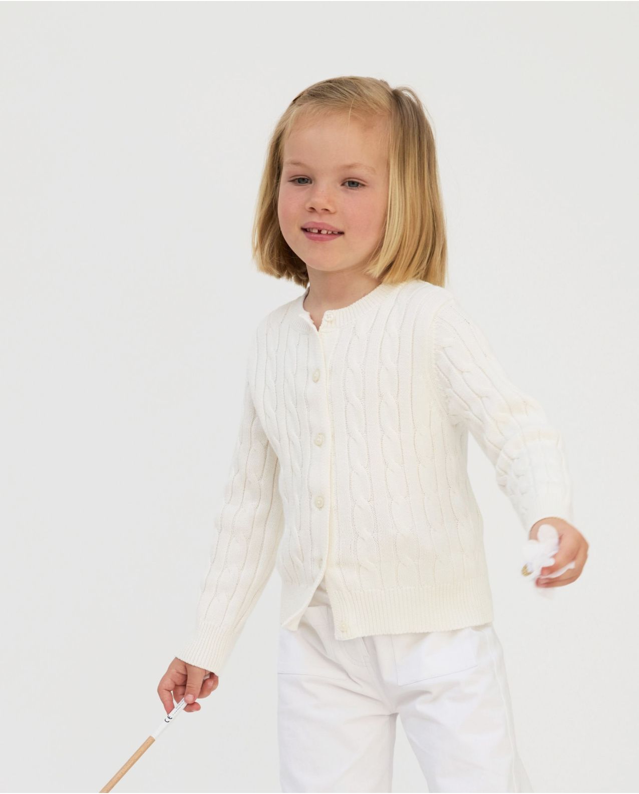 Cardigan torsades coton écru