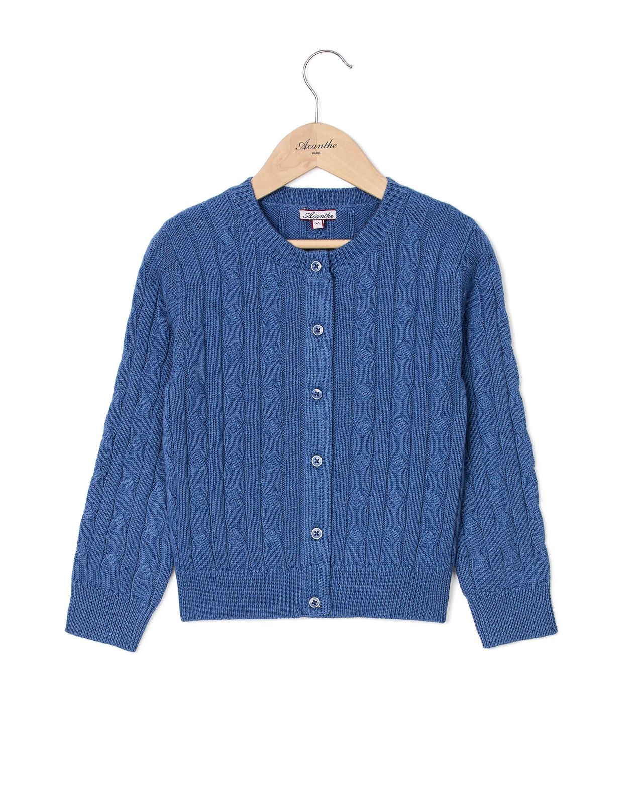Cardigan torsades coton bleu