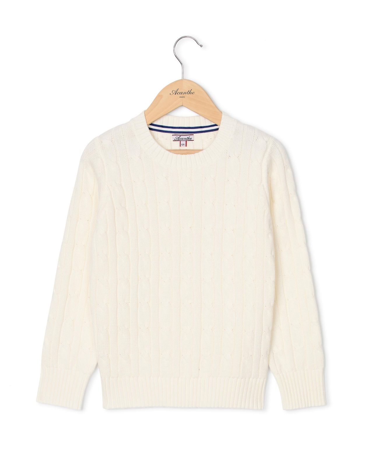 Pull torsades coton écru