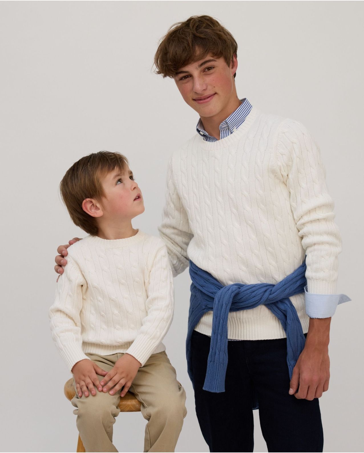 Pull torsades coton écru