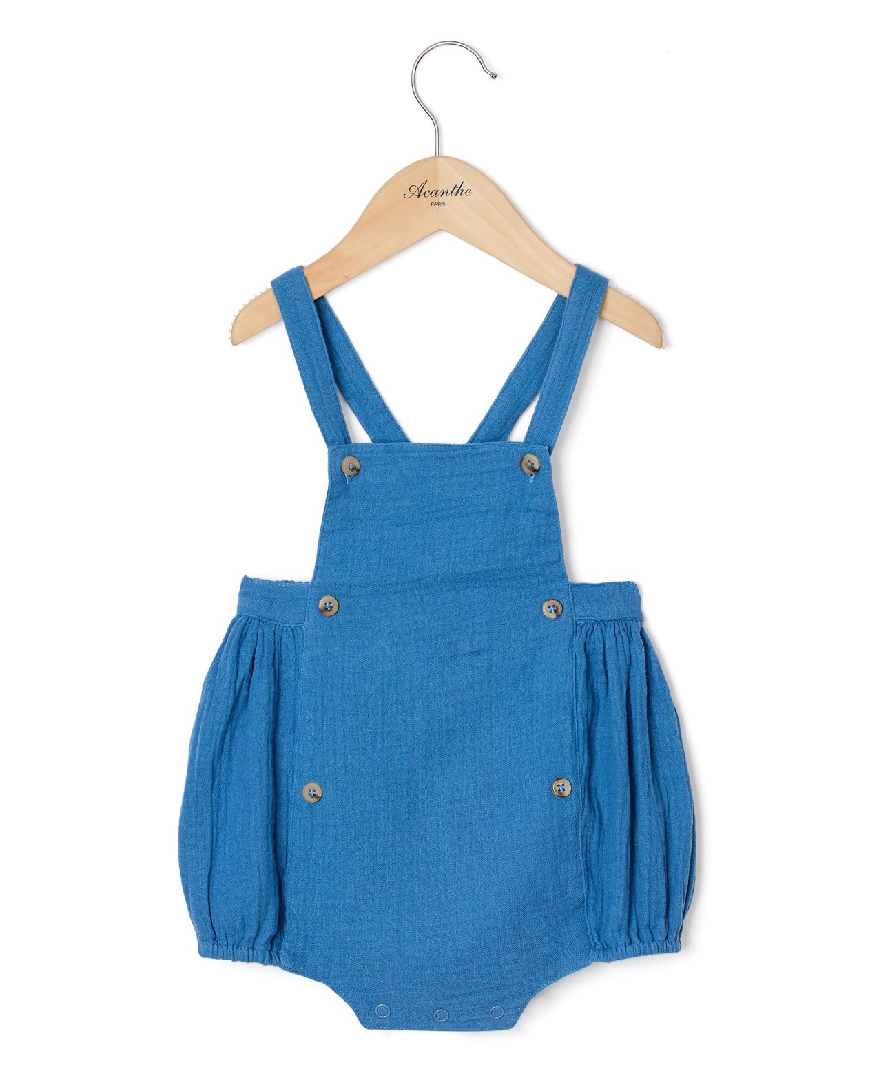 Bloomer à bavette gaze de coton bleu