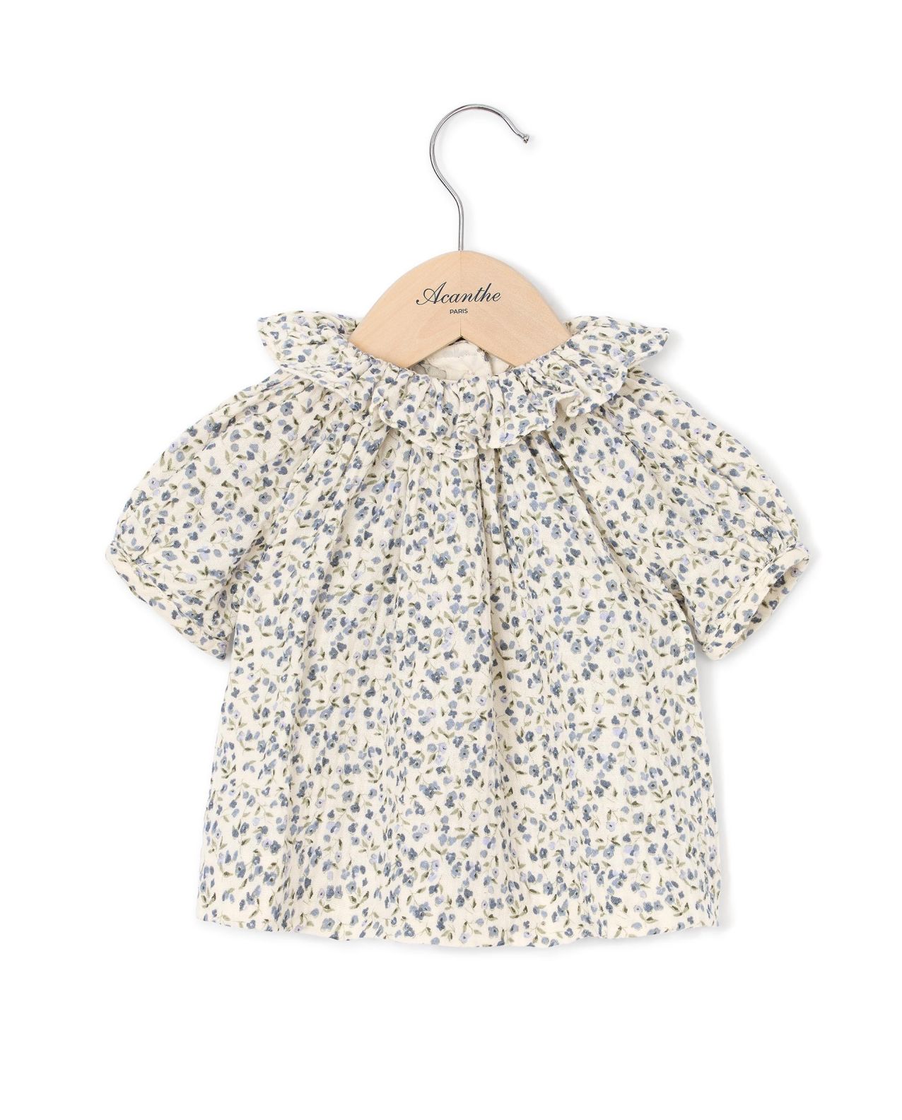 Blouse col volanté gaze de coton imprimé fleur