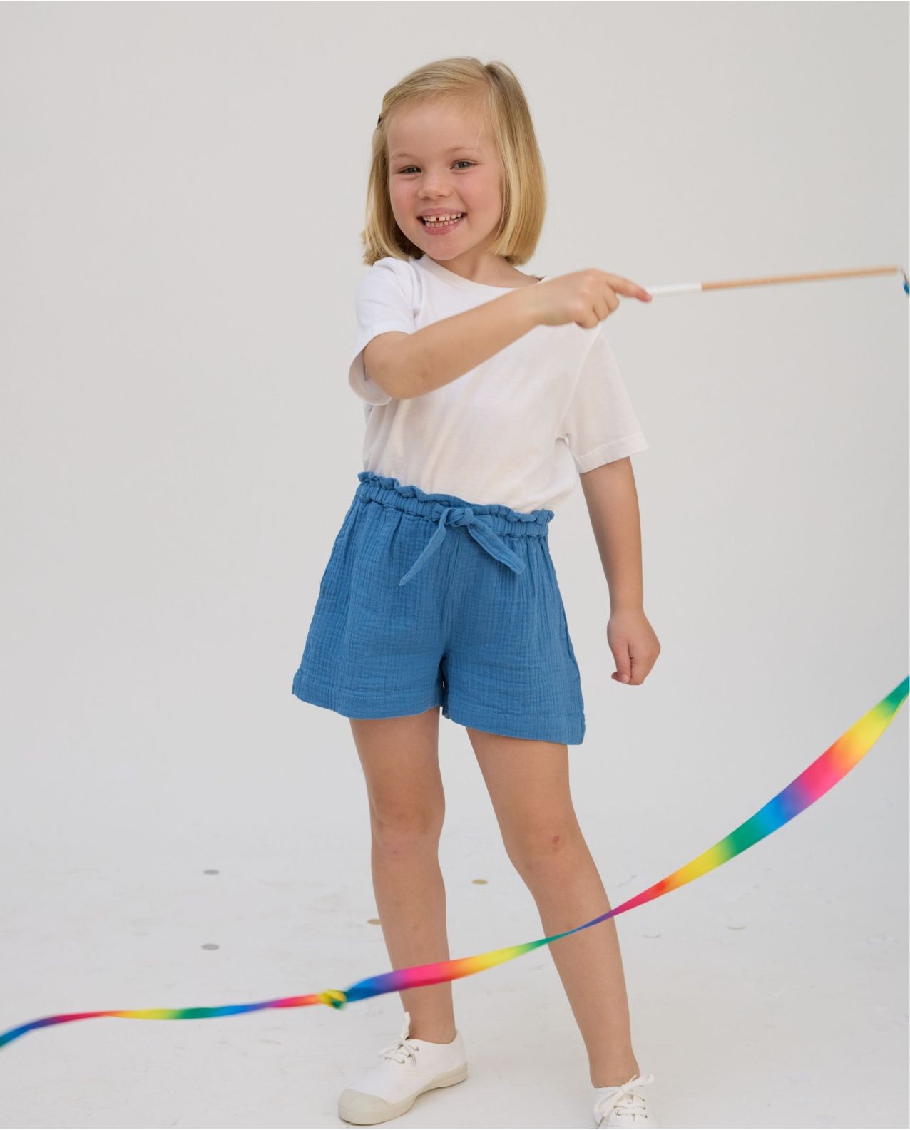 short gaze de coton bleu