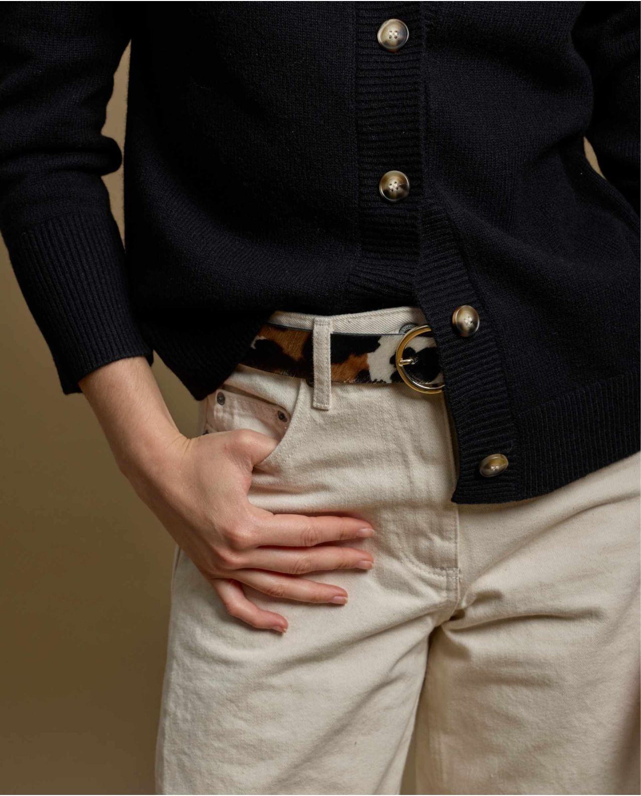 ceinture cuir imprimé vache