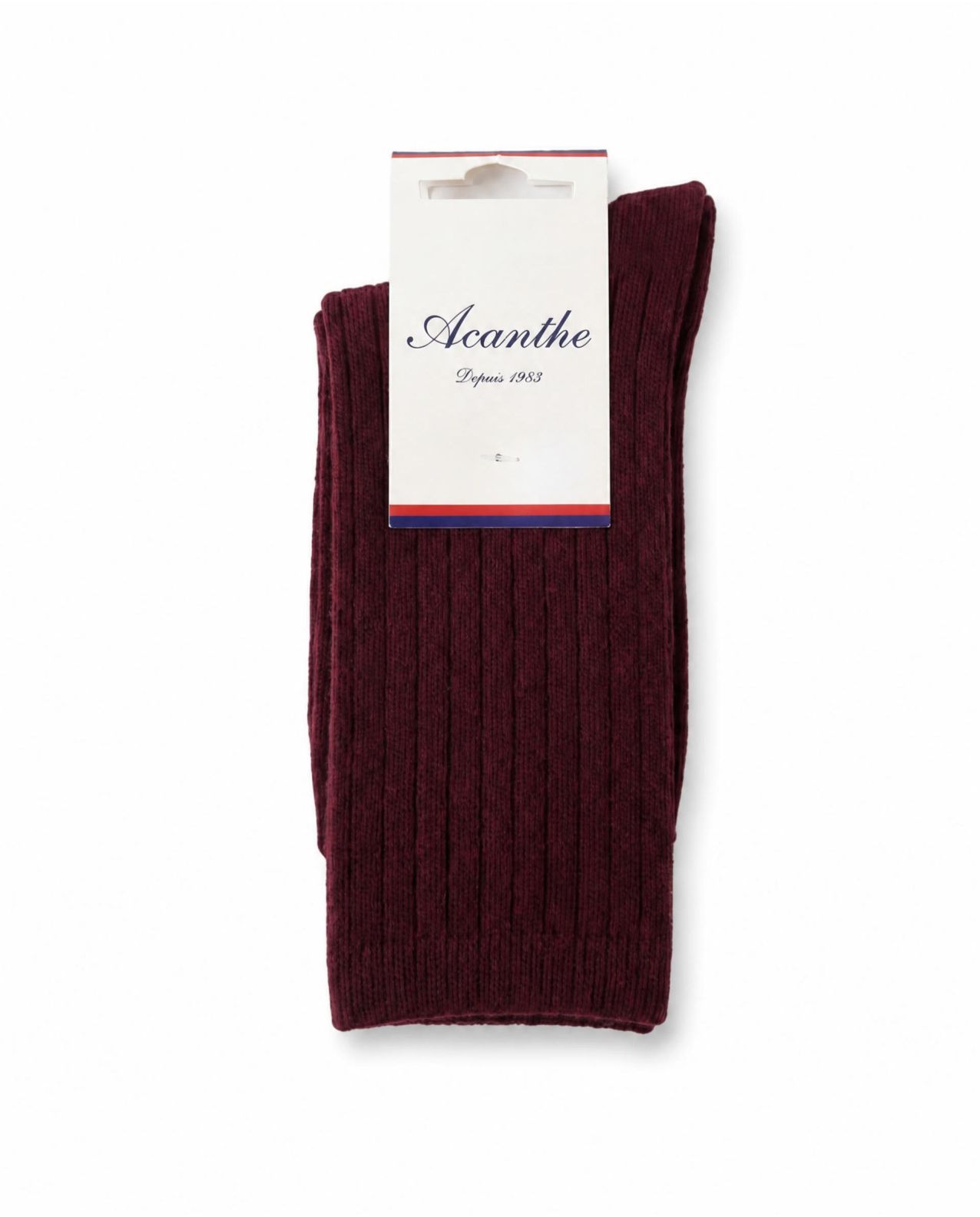 Lot 2 paires de chaussettes côtes plates bordeaux