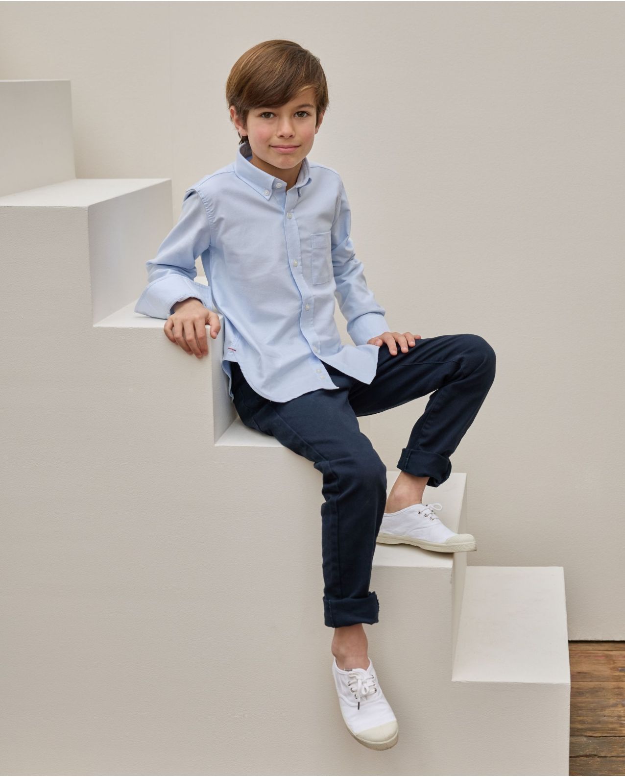 chemise oxford manches longues ciel