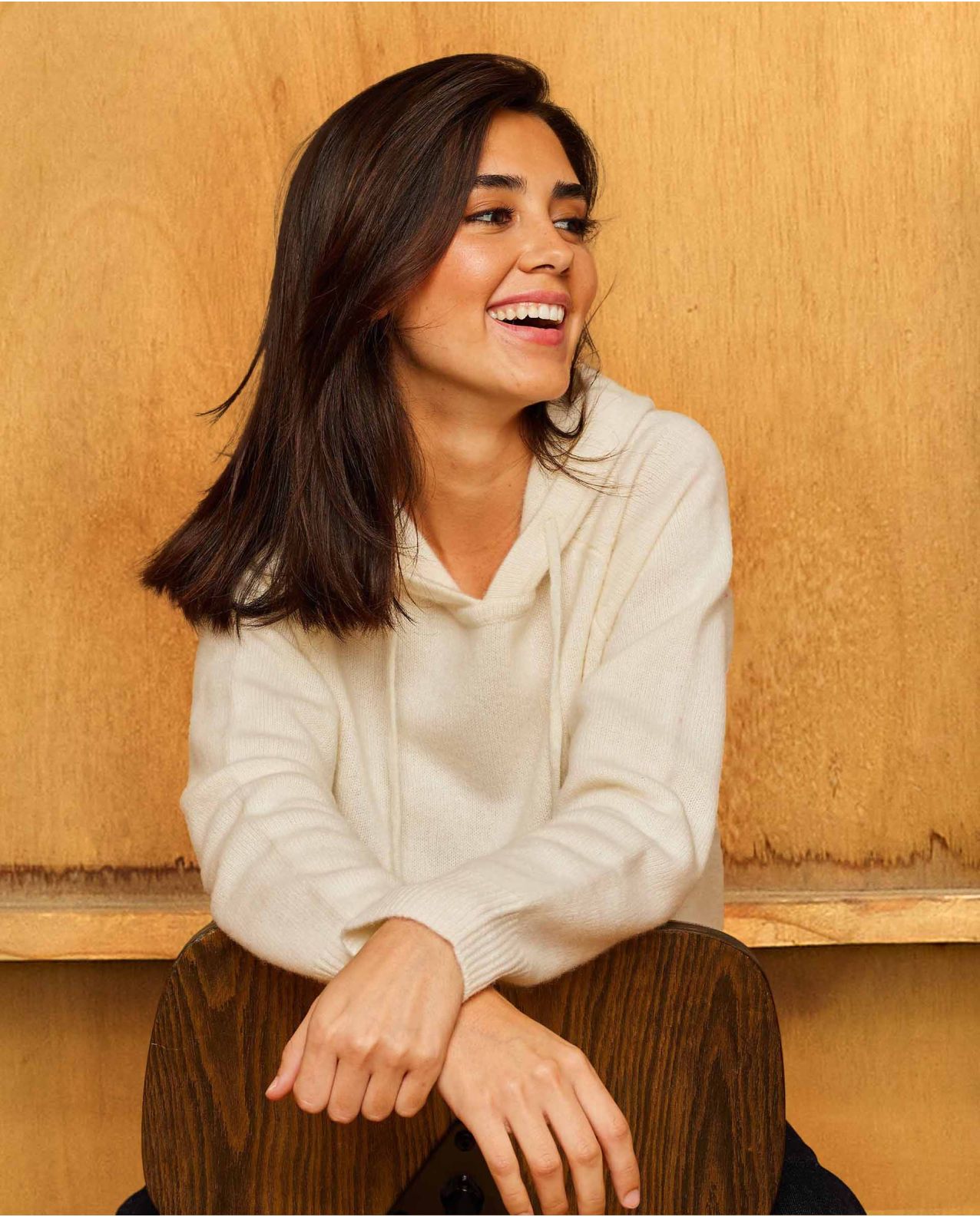 Sweat capuche écru 100% cachemire 