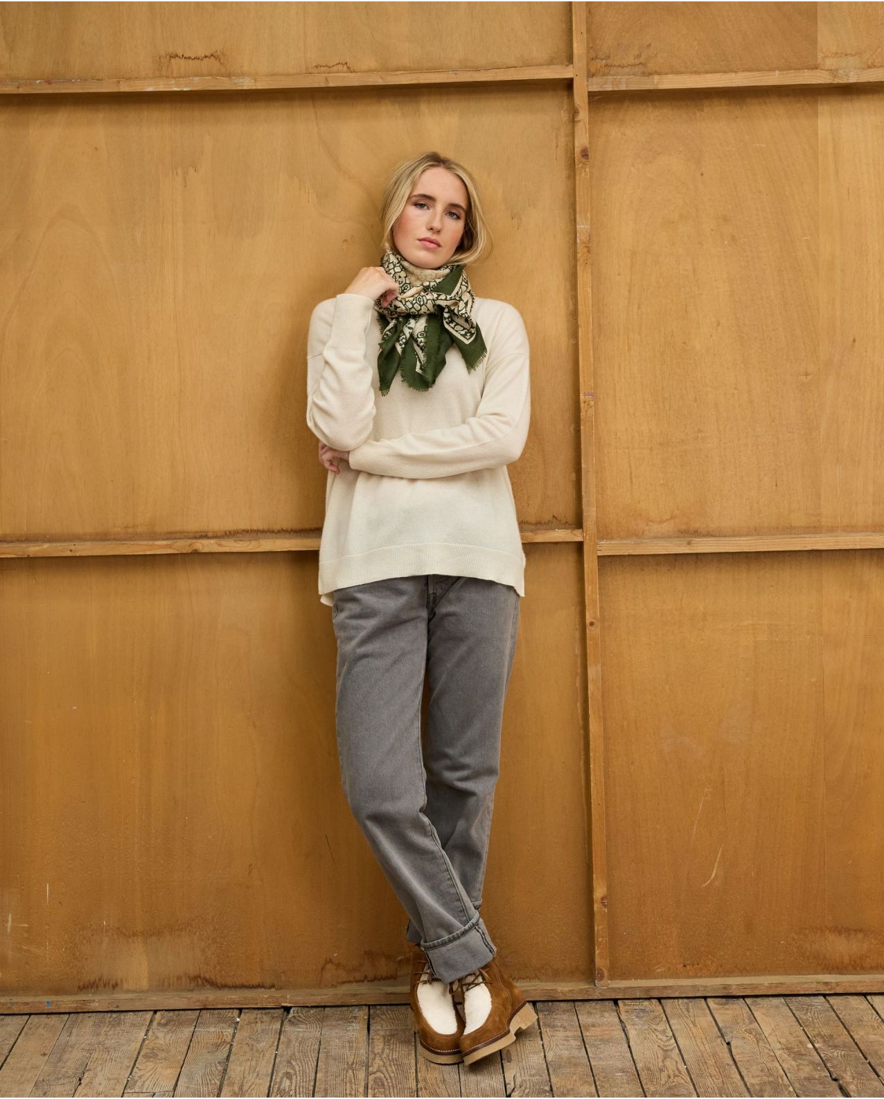 Carré en laine imprimé patchwork