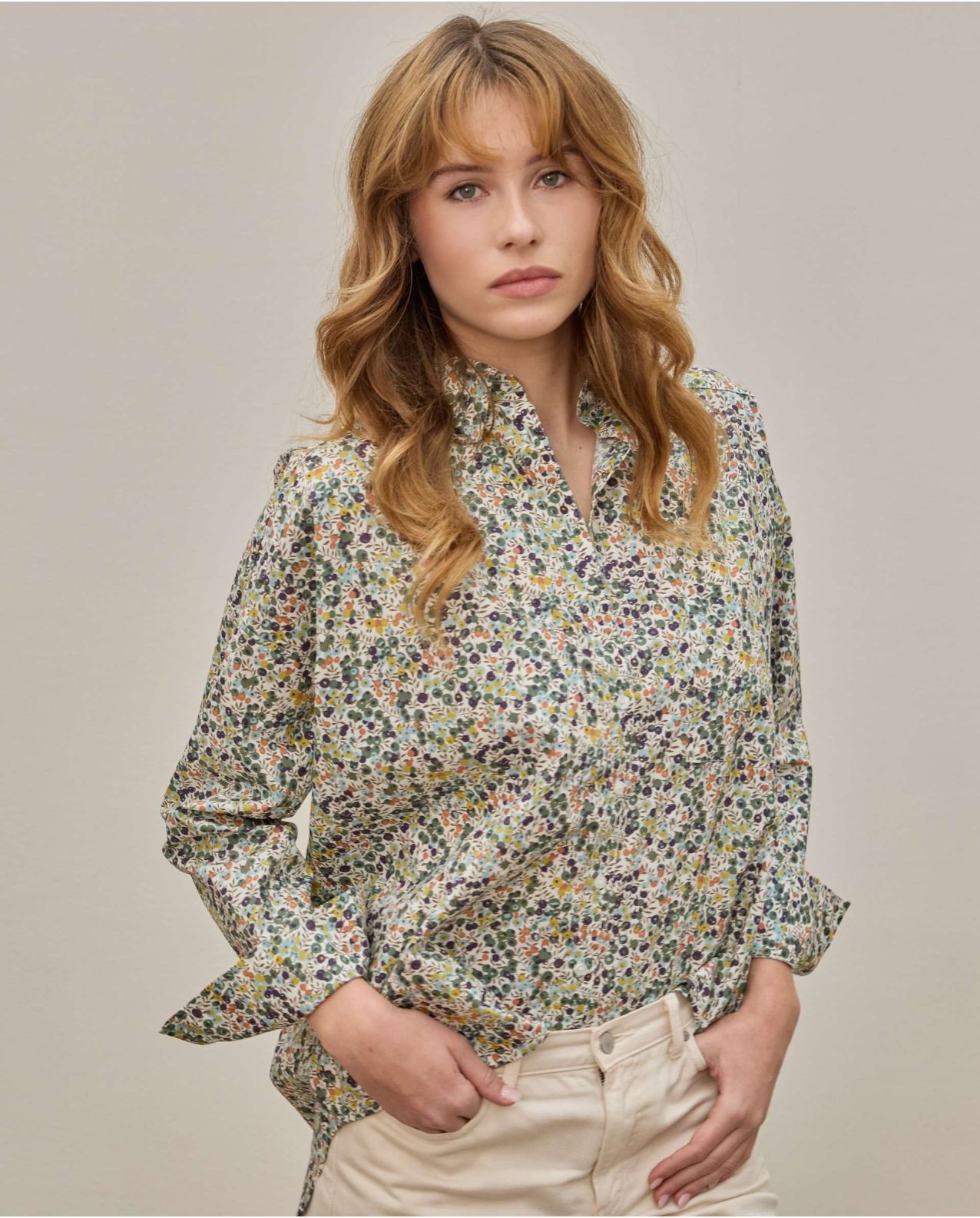 Chemisier manches longues oversize en tissu Liberty Wiltshire