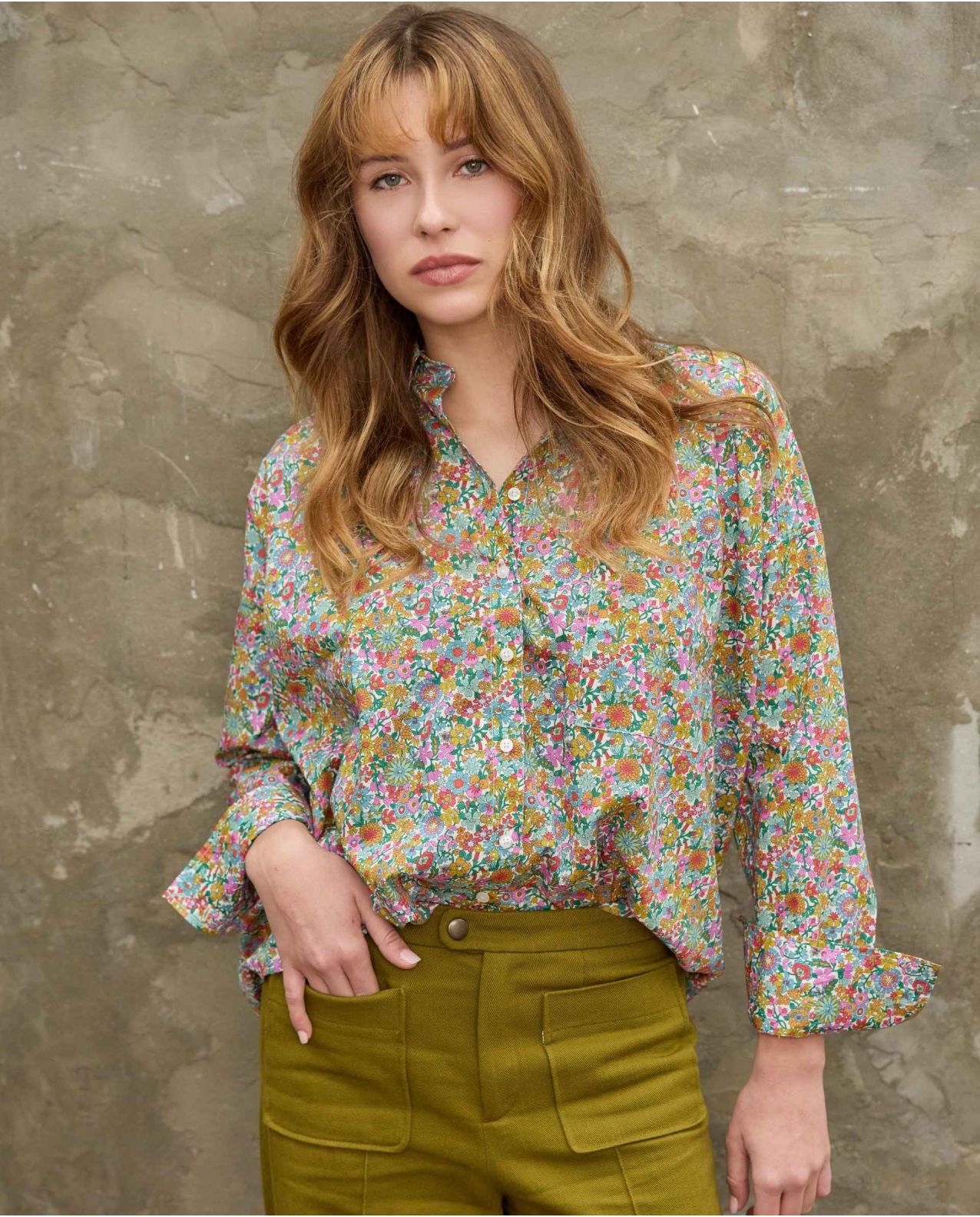Chemisier manches longues oversize en tissu Liberty June Blossom