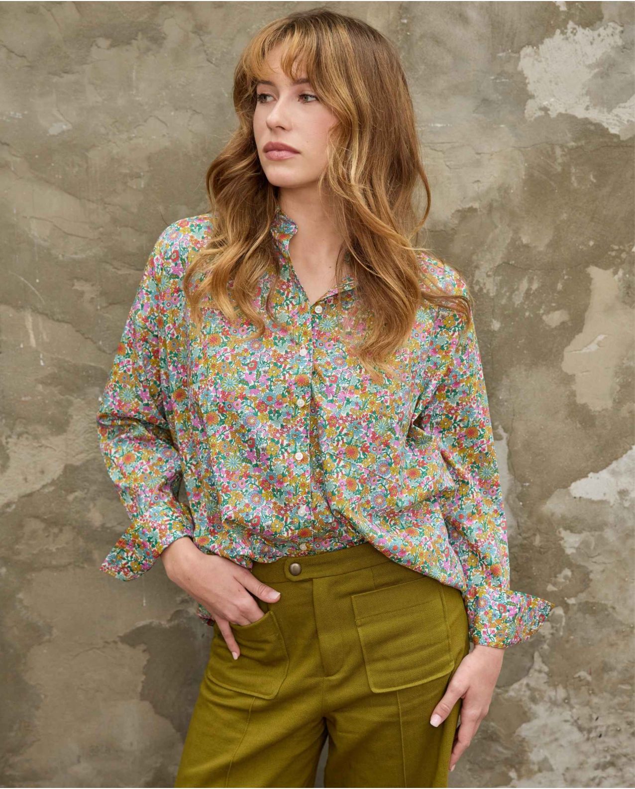 Chemisier manches longues oversize en tissu Liberty June Blossom