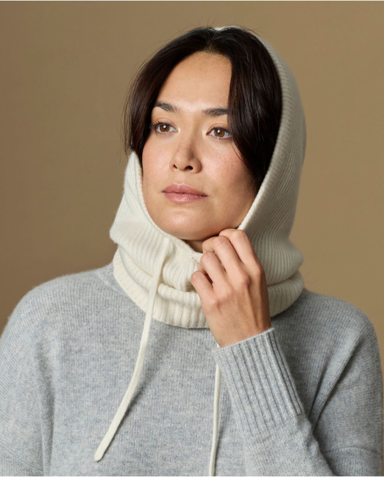 cagoule EMMA côtes 100% cachemire