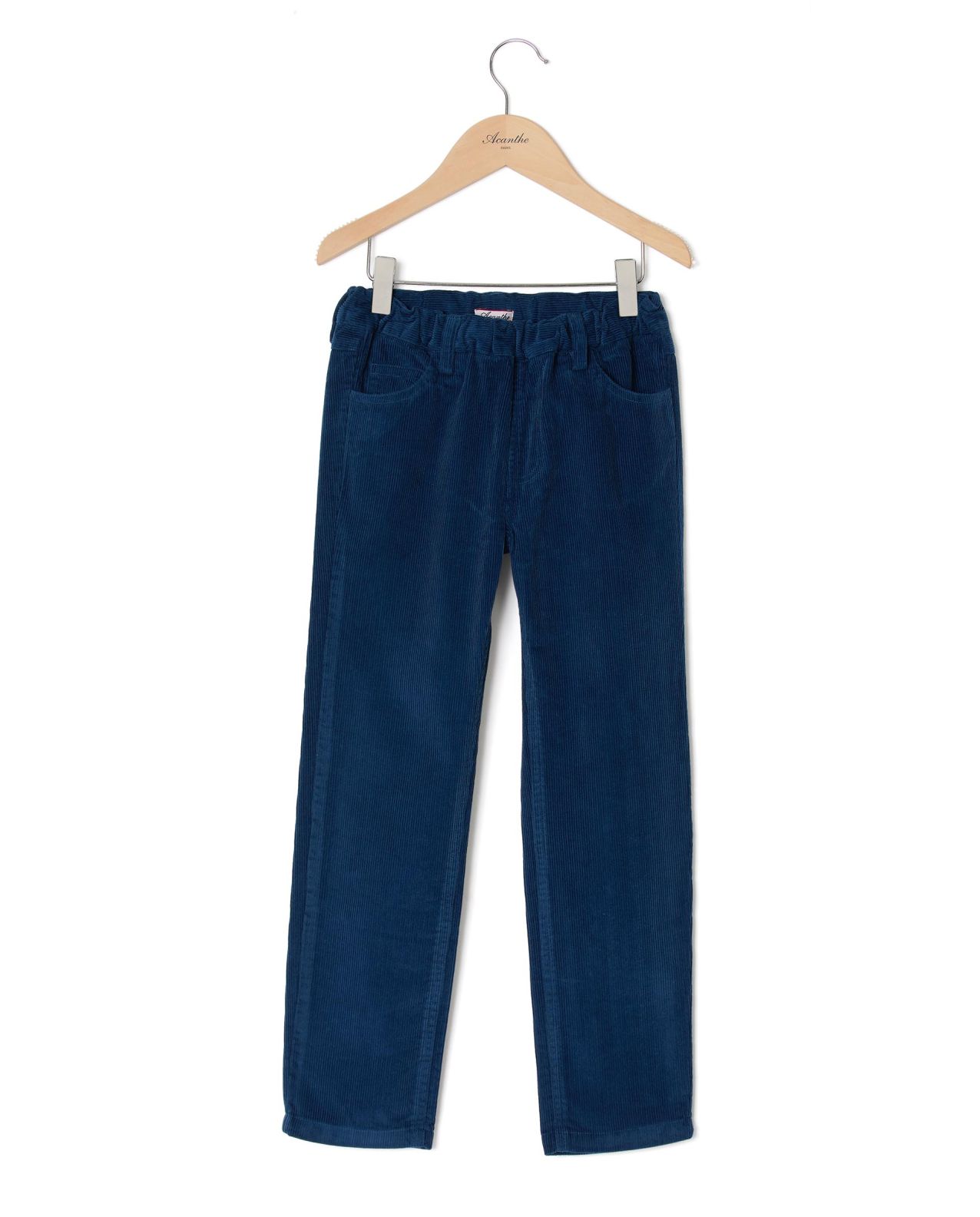 Pantalon élastiqué velours bleu foncé