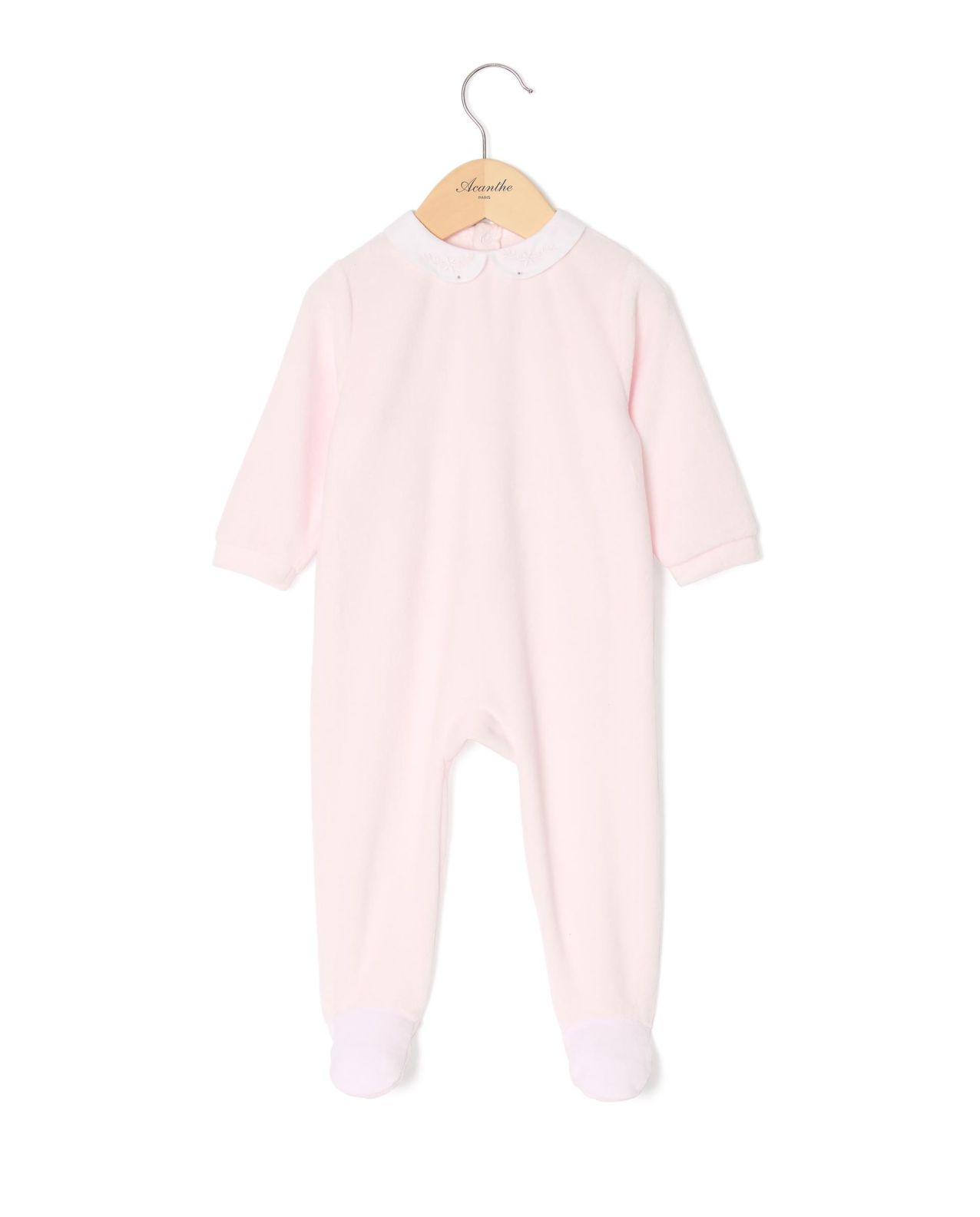 dors bien velours rose col rond brodé