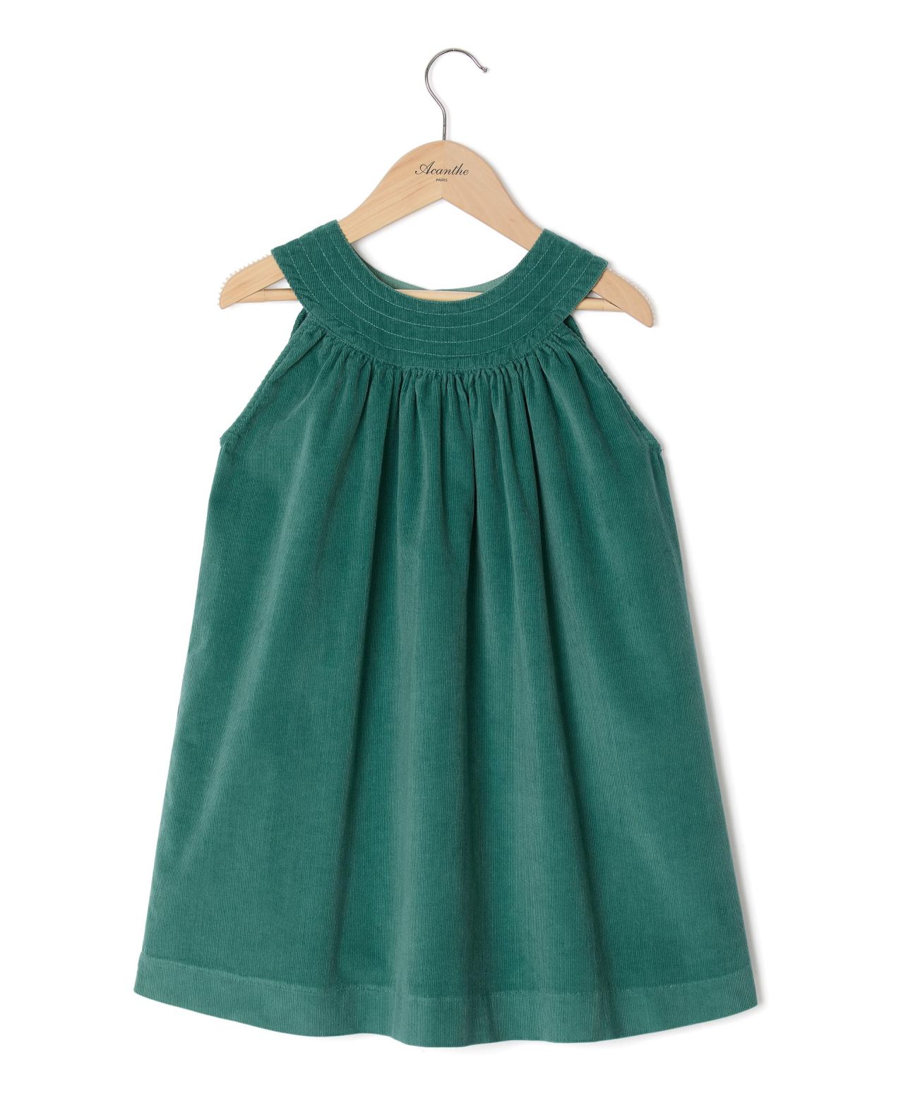 Robe trapèze velours vert