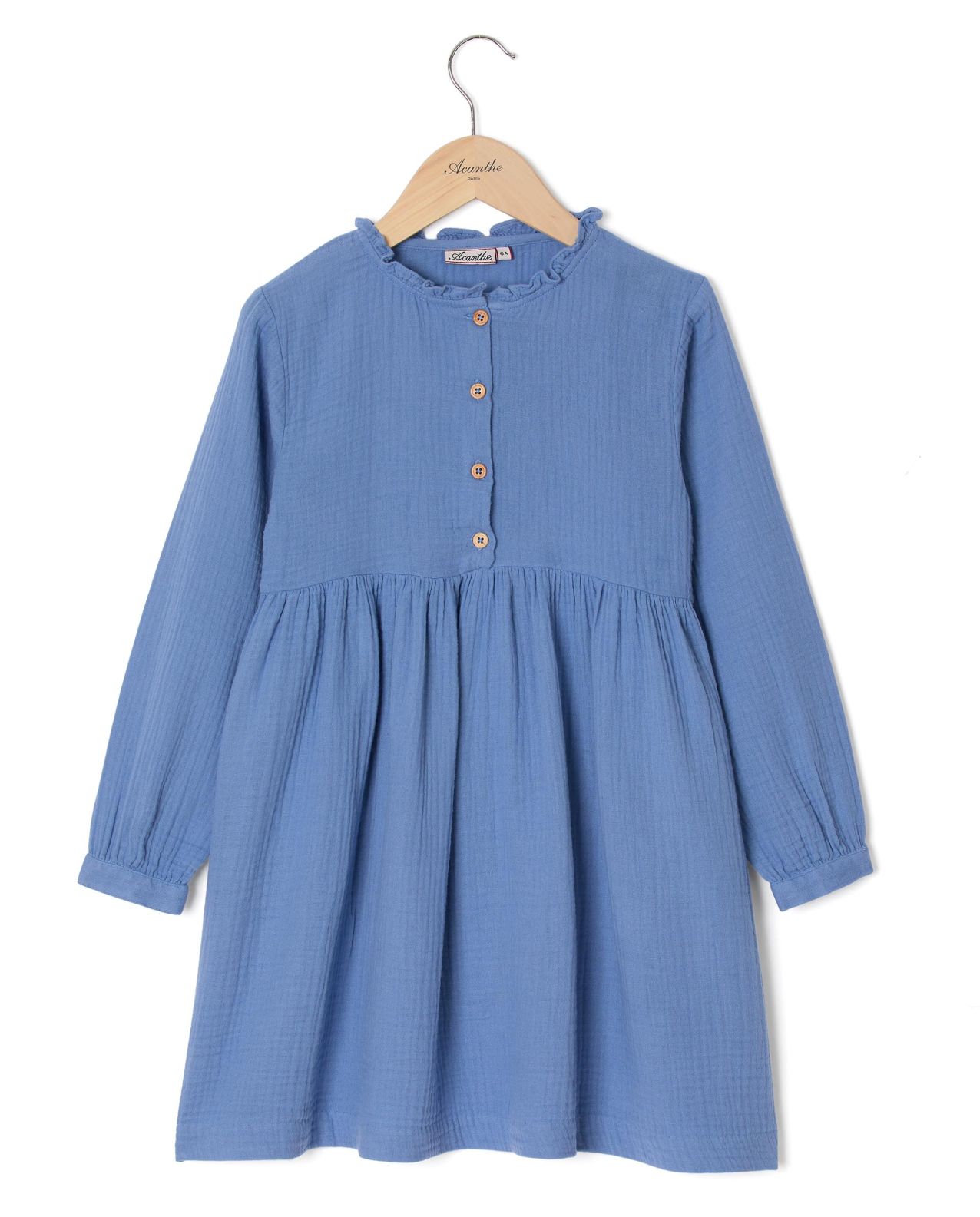 Robe gaze de coton bleu 
