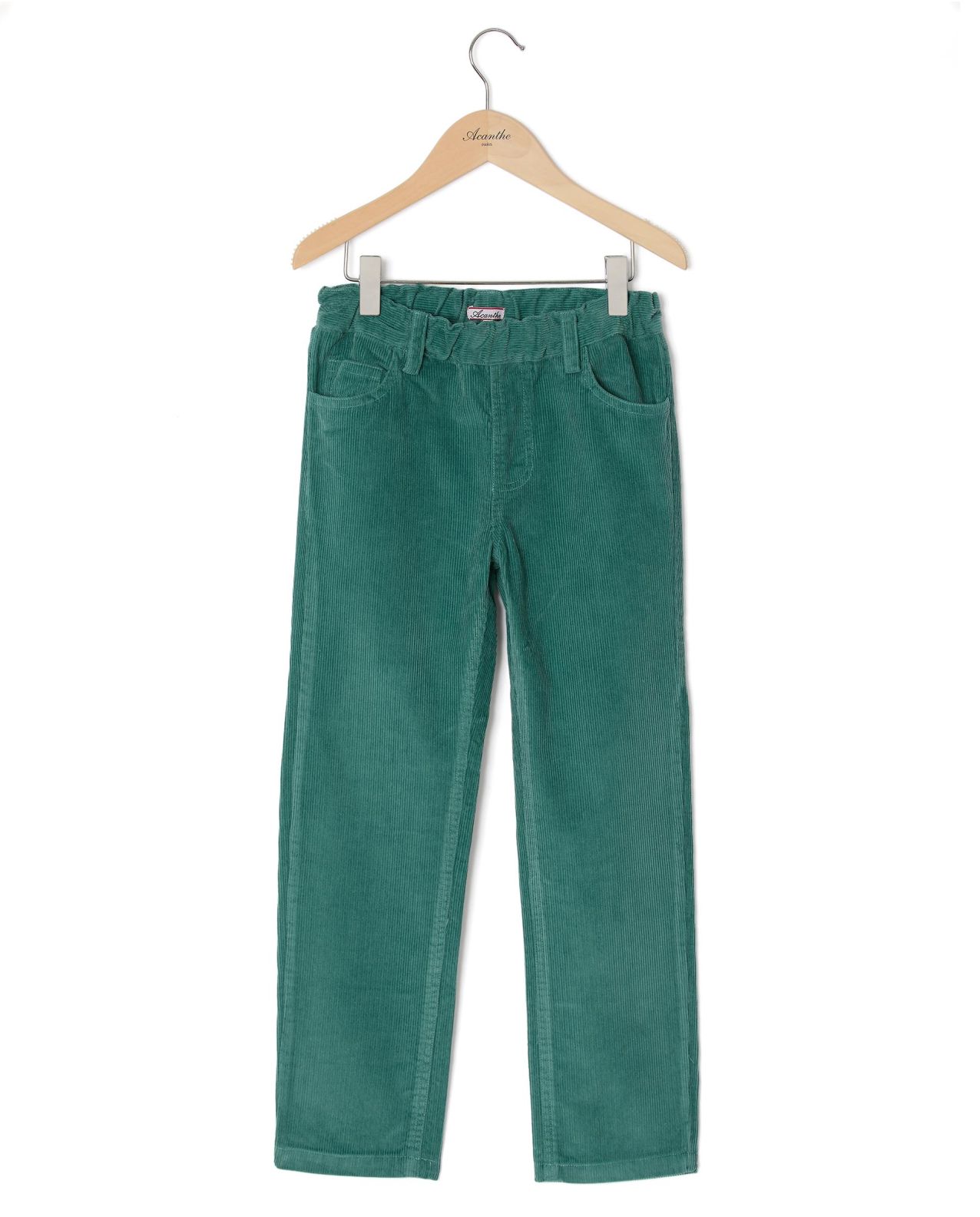 Pantalon élastiqué velours vert