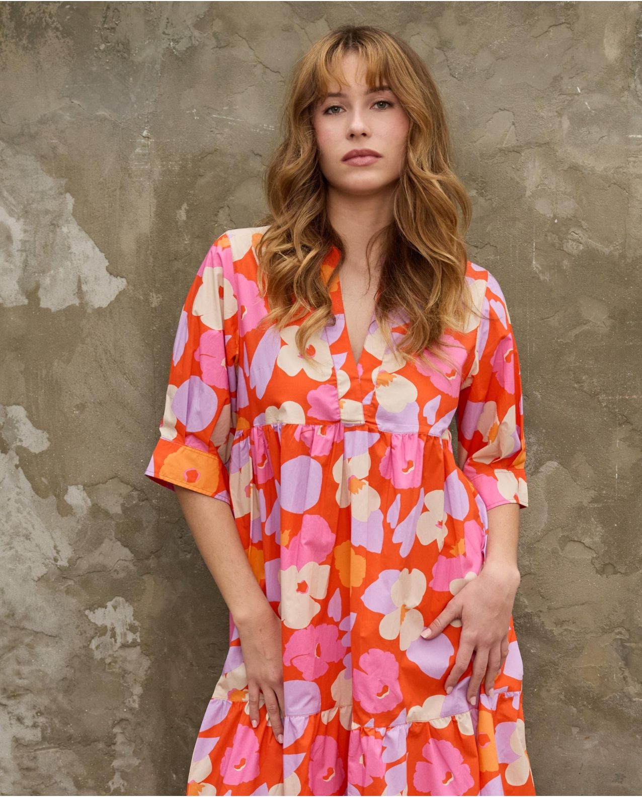 Robe mi-longue col rond en tissu Liberty Verve Pop