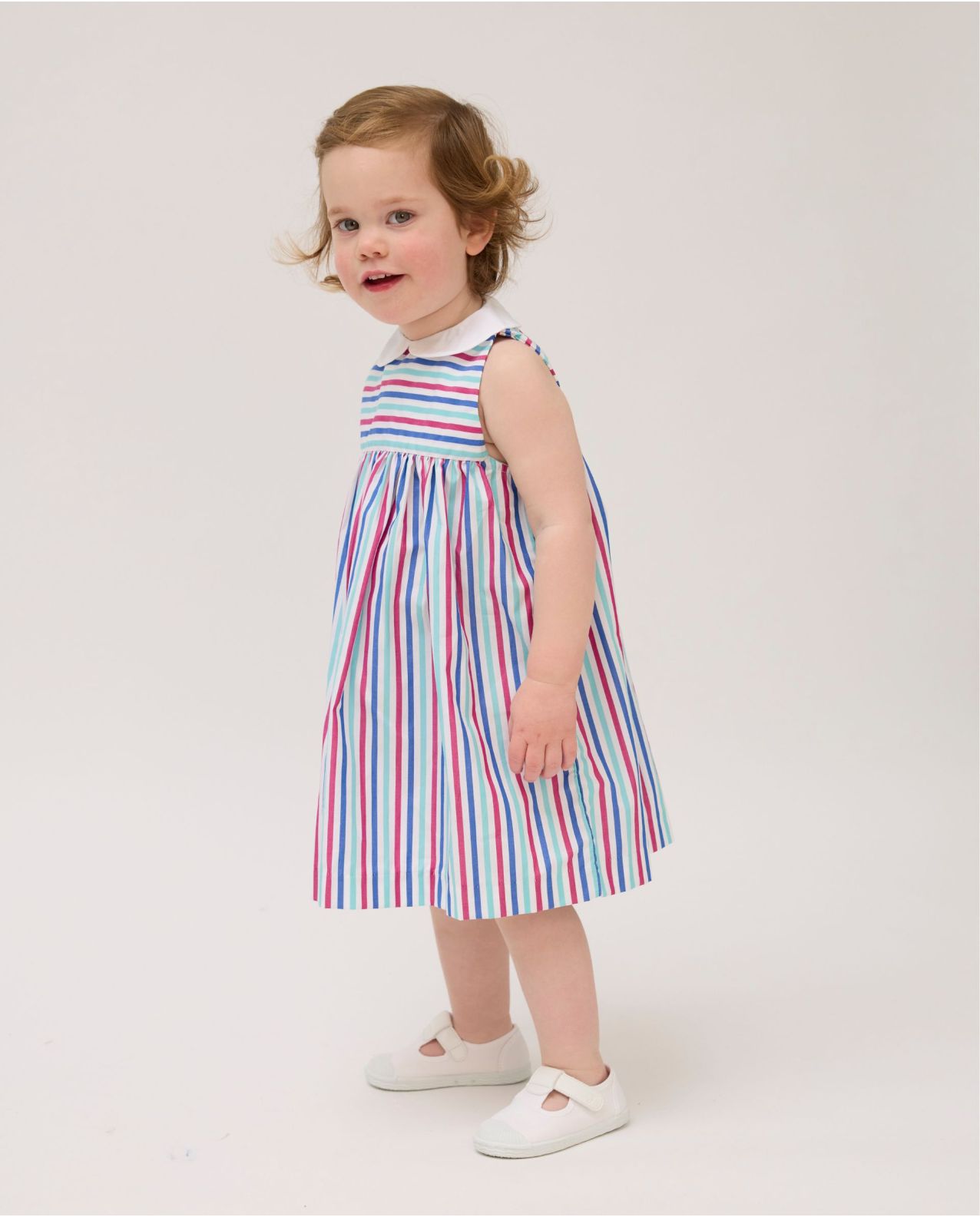 Robe emmanchure américaine rayure multicolore