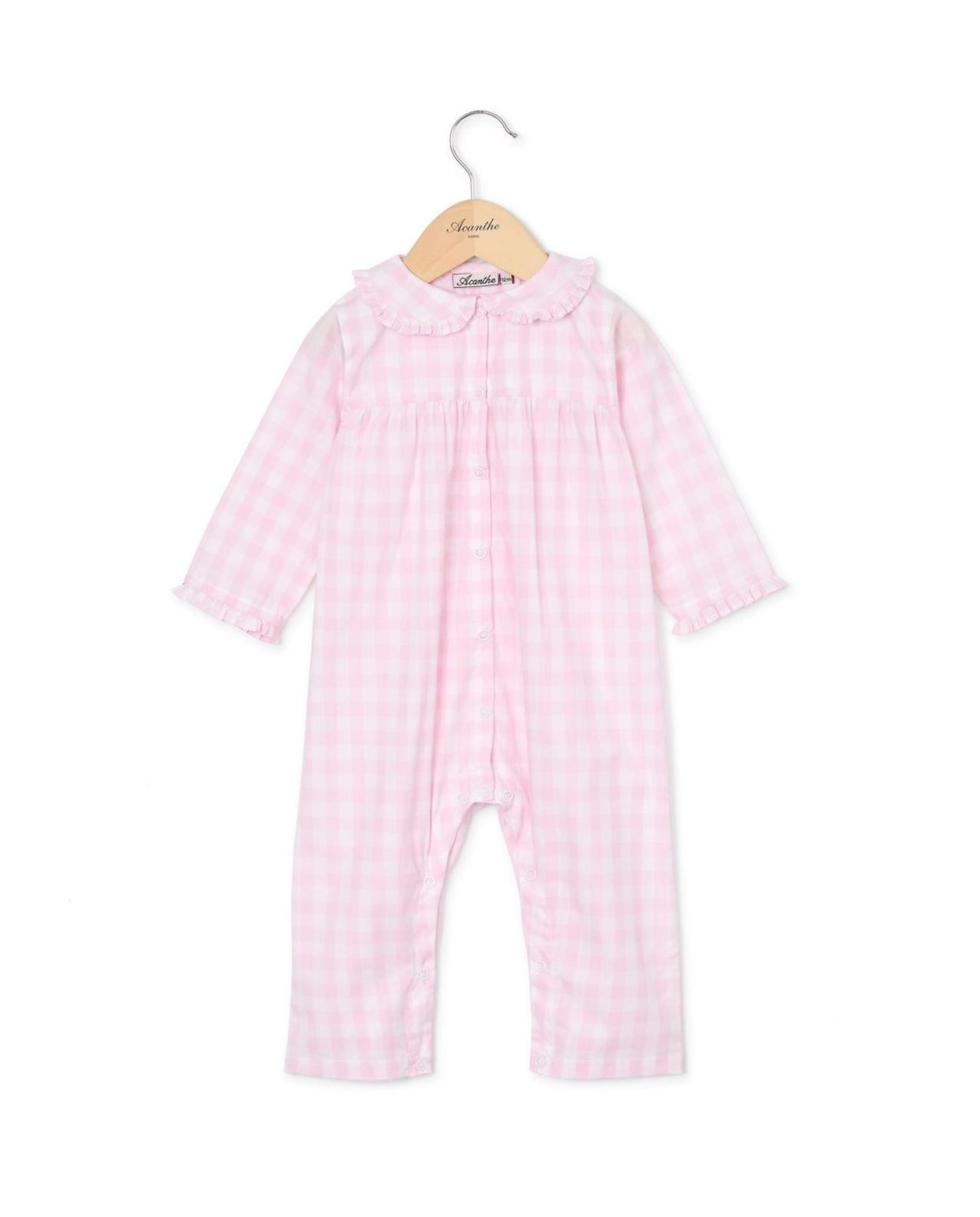 Pyjama combinaison gros vichy rose pâle