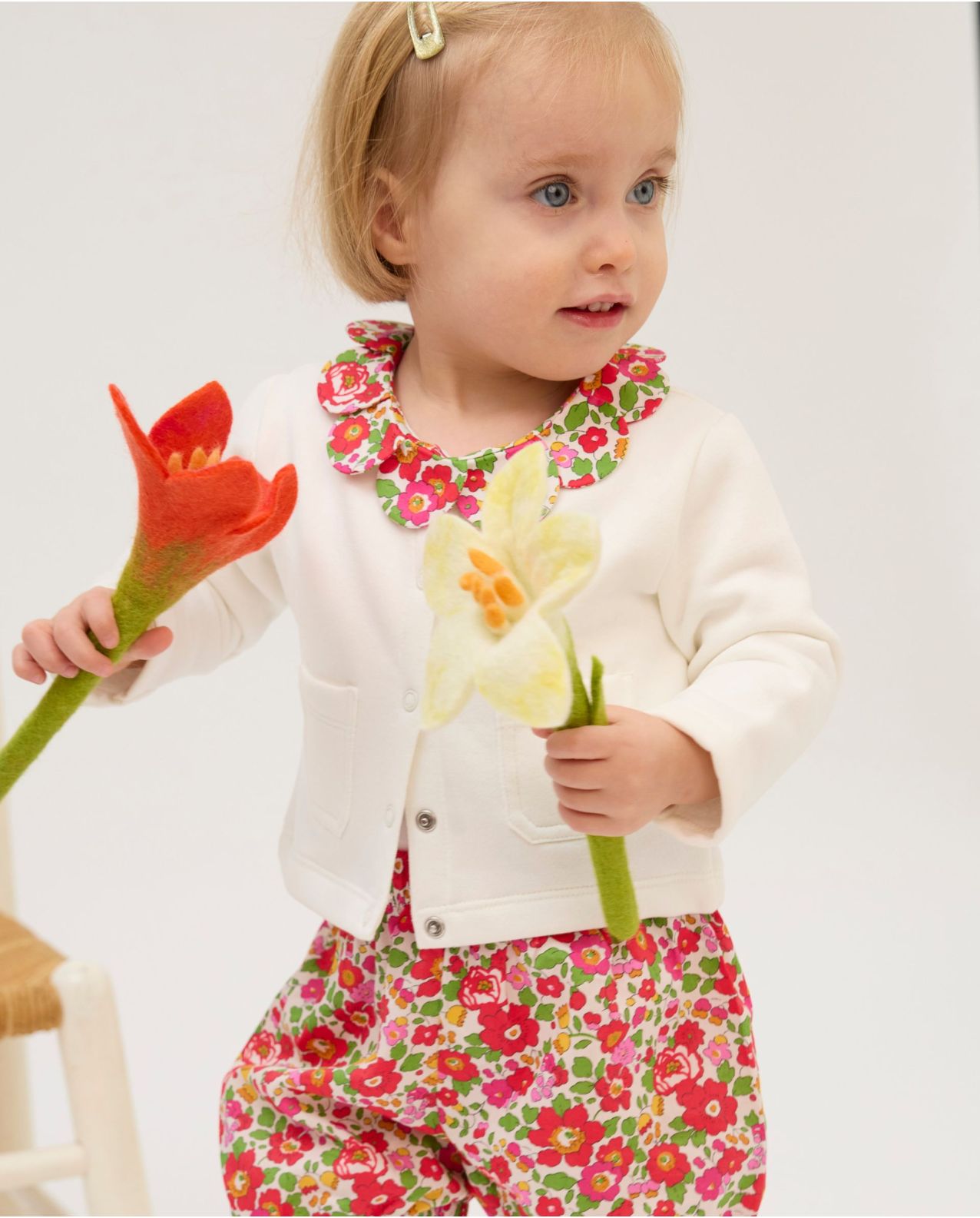 Body blanc col pétale en tissu Liberty Betsy