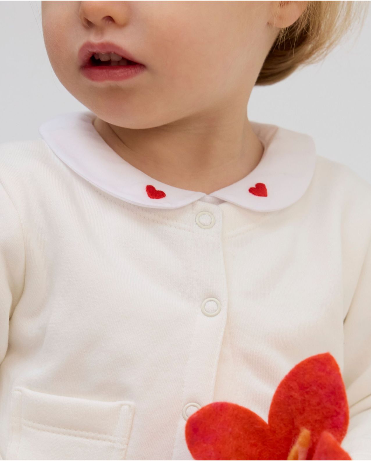 Body blanc col rond blanc broderie coeur