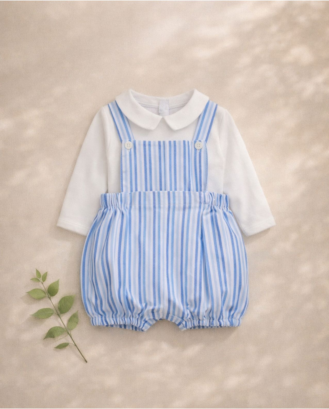 Bloomer à bavette seersucker 3 bleus