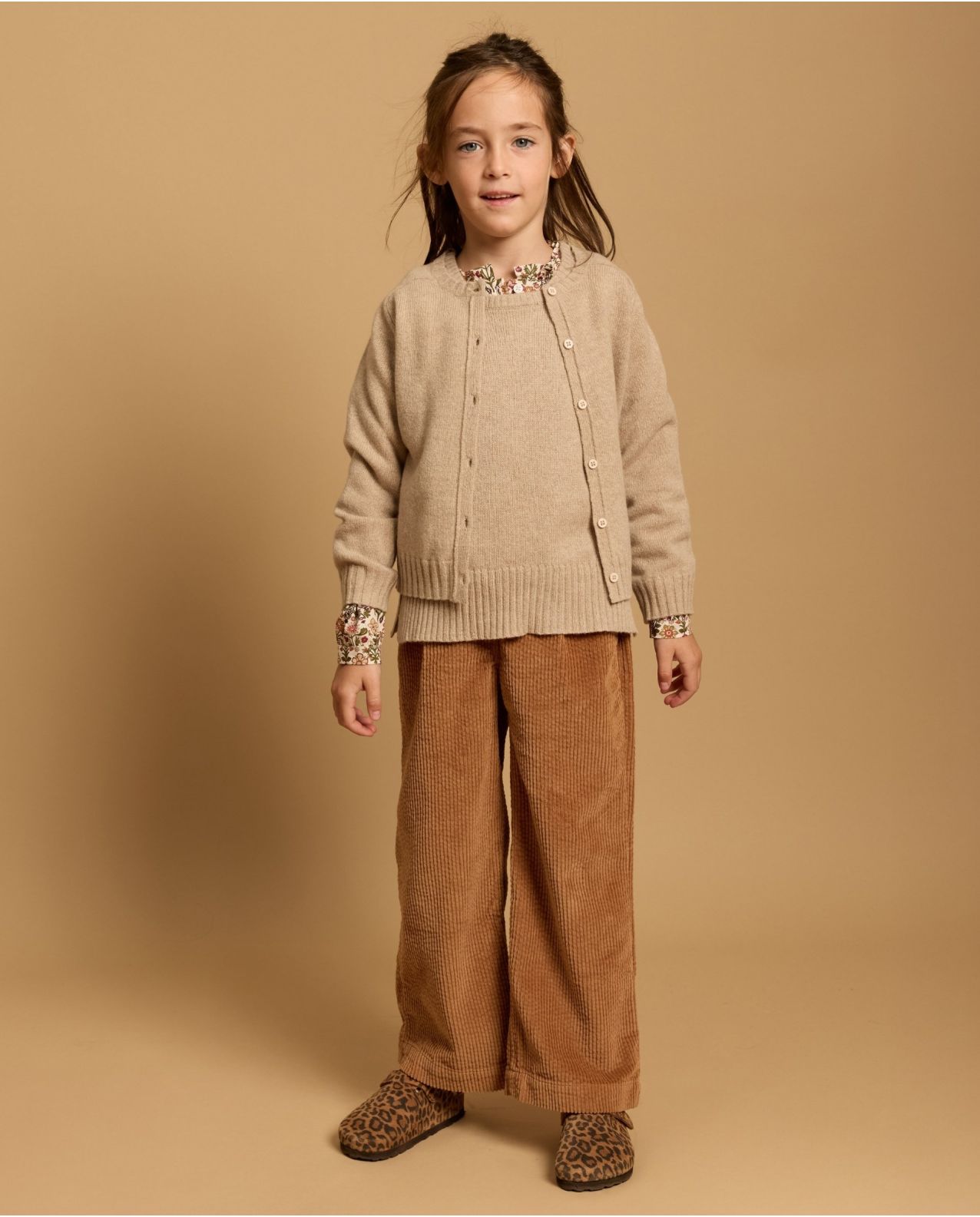 Pantalon large velours camel