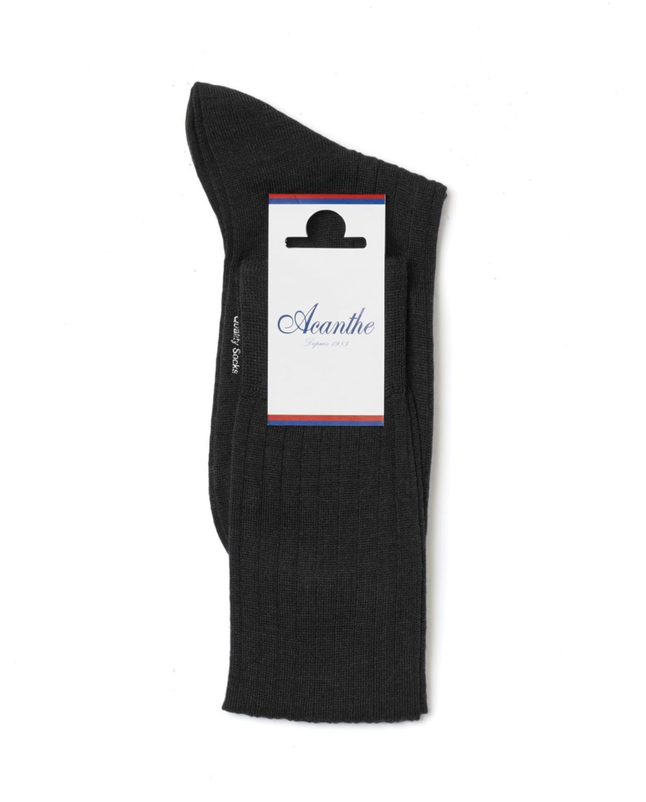 chaussettes longues merinos côtes plates noir