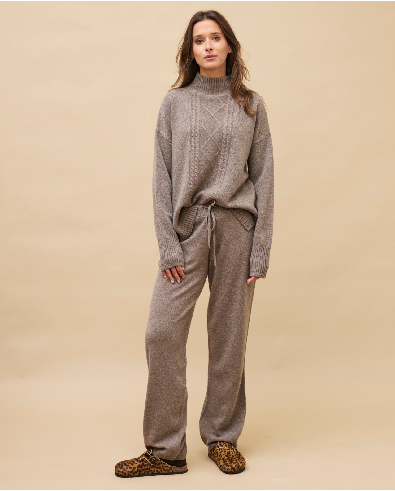 Pantalon taupe 100% cachemire