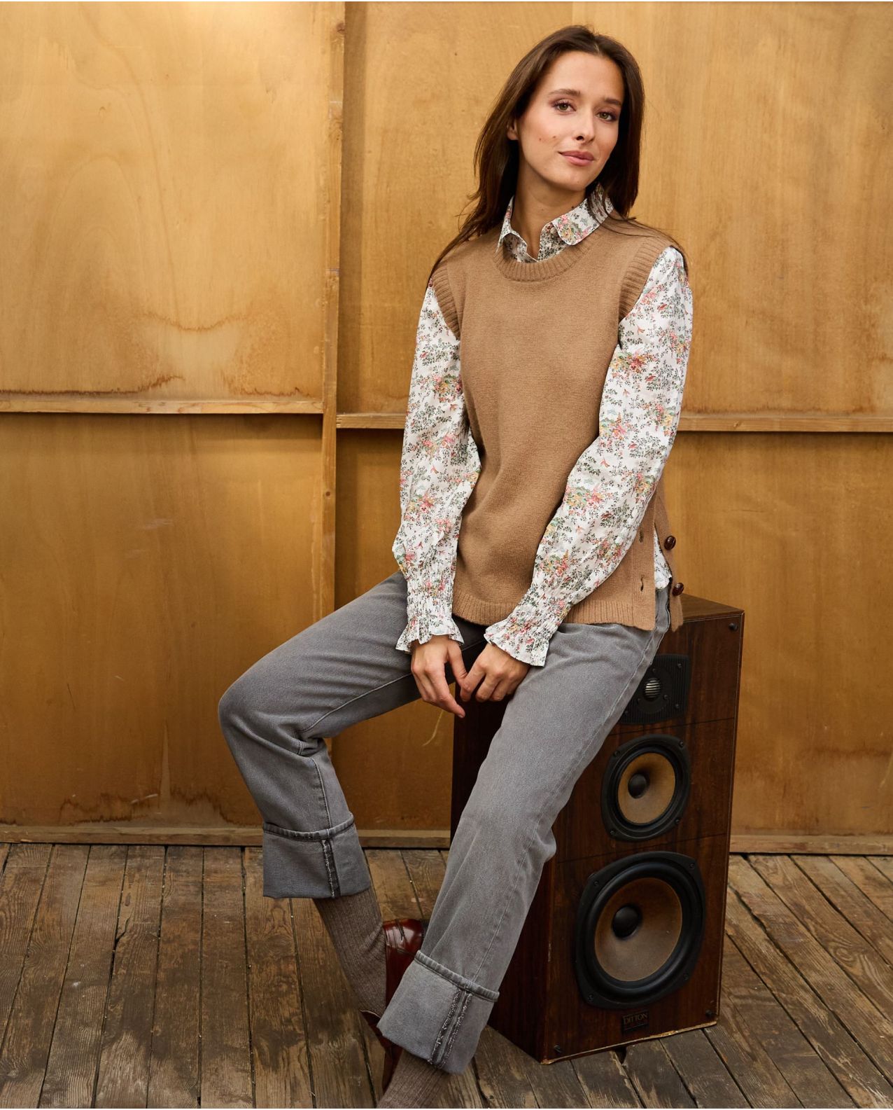 Blouse poignets smockés en tissu Liberty Miniature Wonderland 